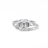 Emerald Three Stones Lab Grown Diamond Engagement Ring