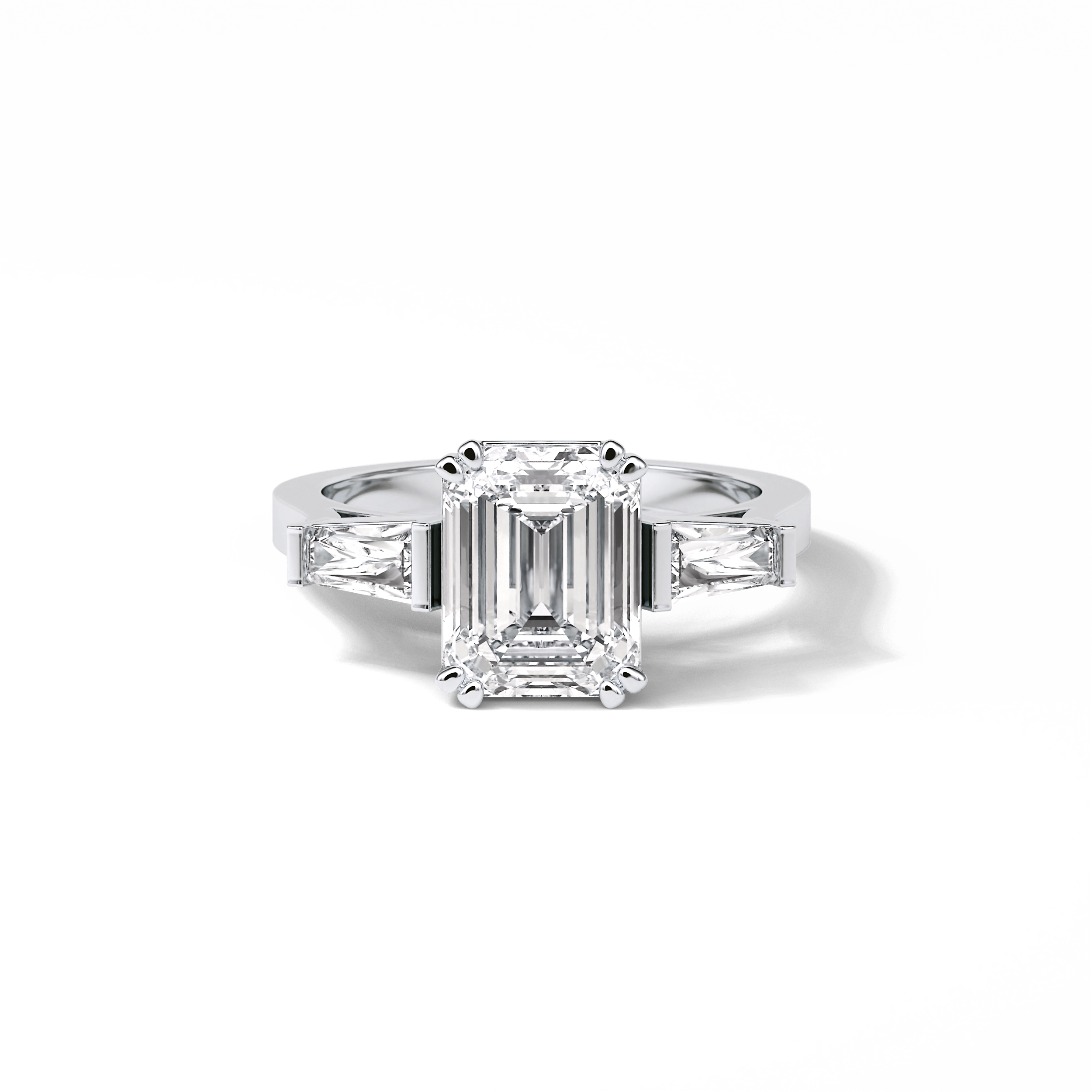 Emerald Three Stones Lab Grown Diamond Engagement Ring