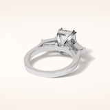 2.30 CT Emerald Shaped Three Stones Moissanite Engagement Ring