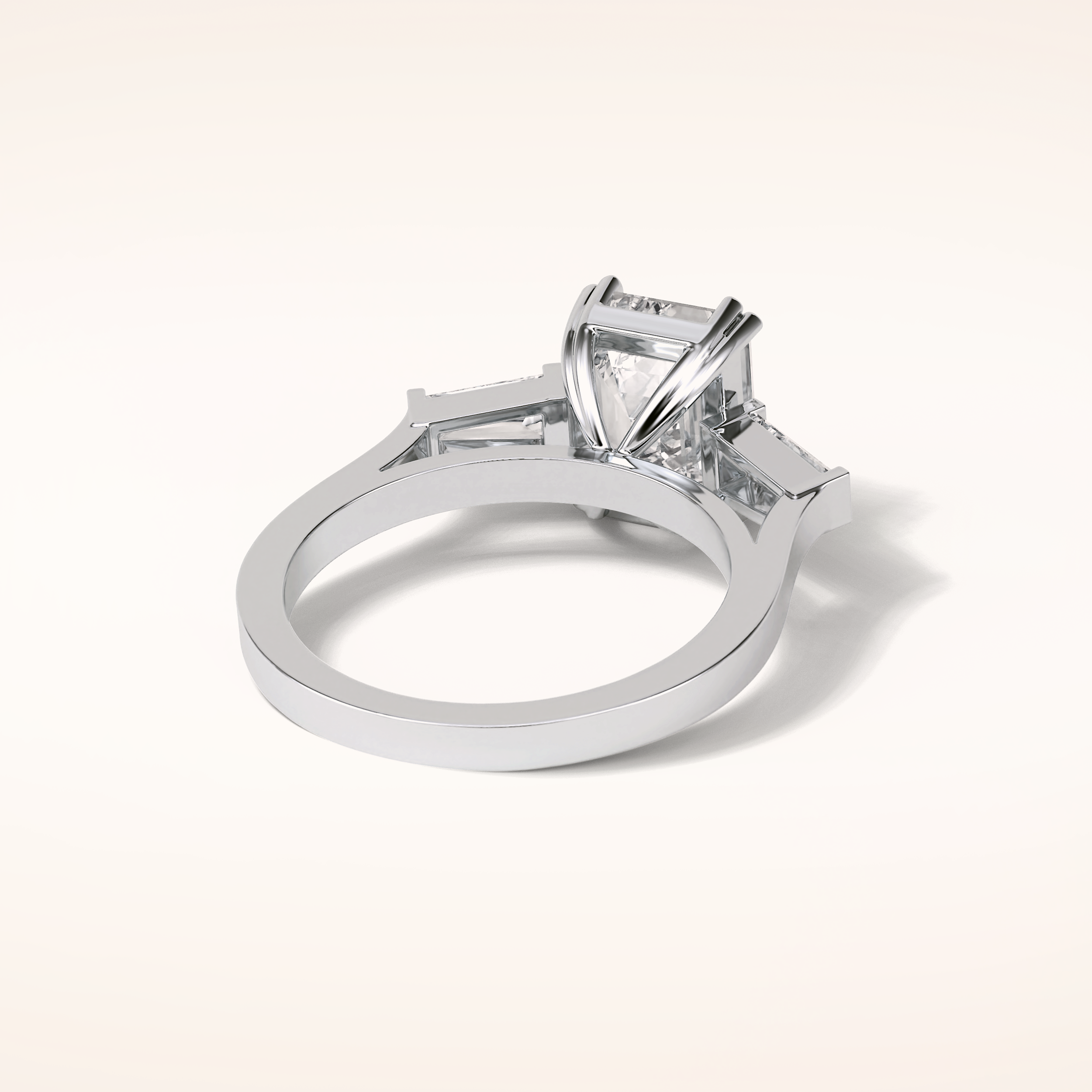 2.30 CT Emerald Shaped Three Stones Moissanite Engagement Ring