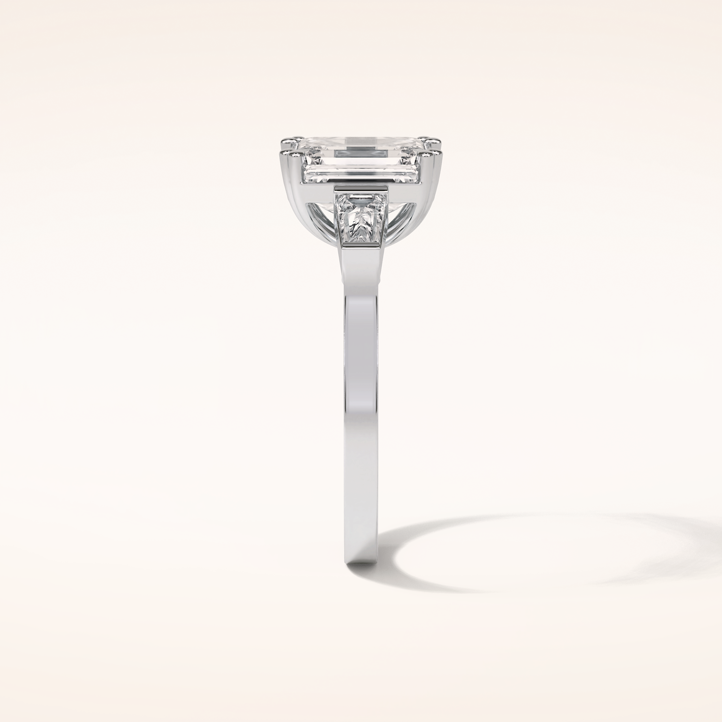 2.30 CT Emerald Shaped Three Stones Moissanite Engagement Ring