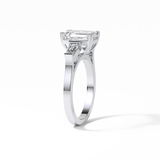 Emerald Three Stones Lab Grown Diamond Engagement Ring