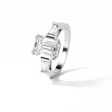 Emerald Three Stones Lab Grown Diamond Engagement Ring