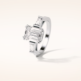 2.30 CT Emerald Shaped Three Stones Moissanite Engagement Ring