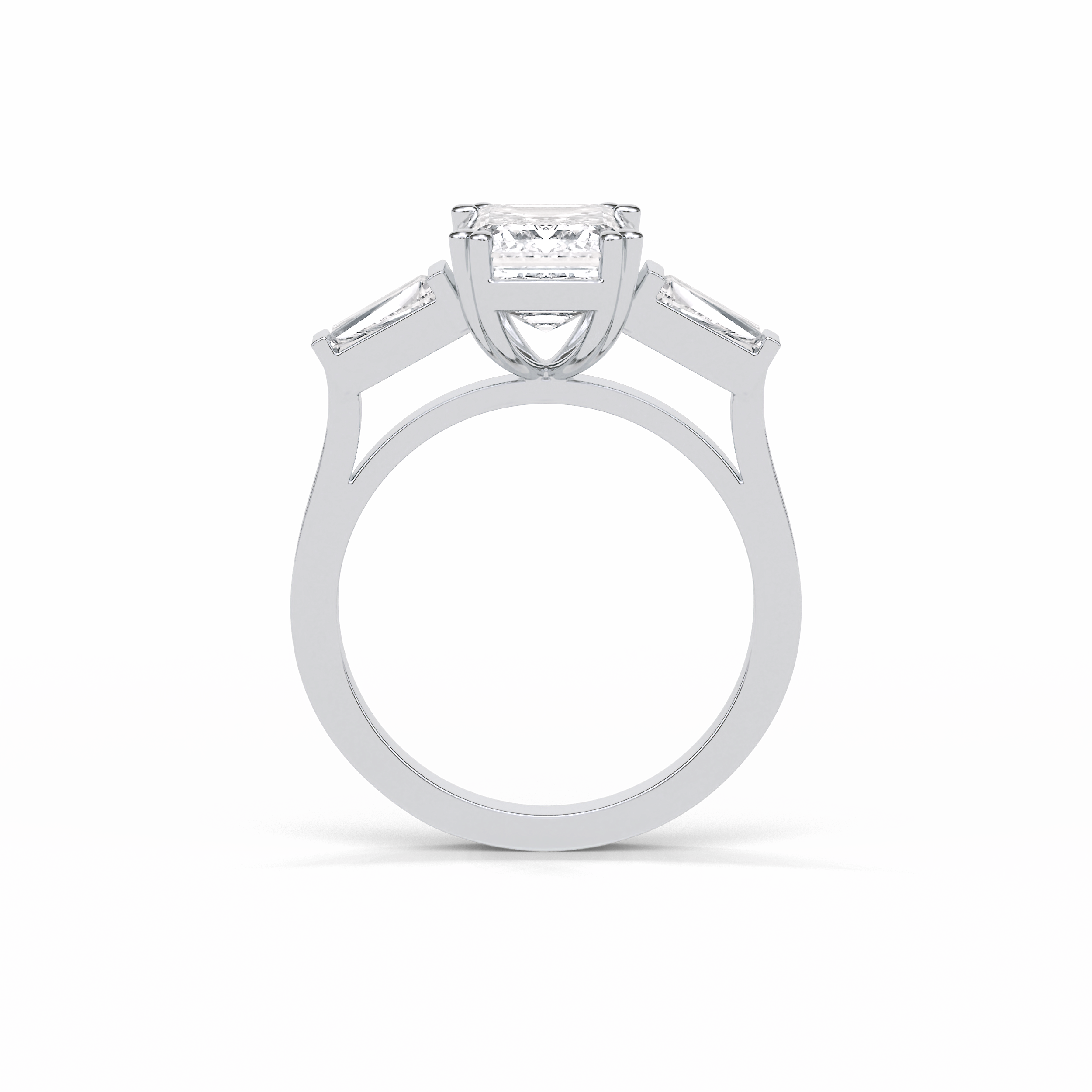 Emerald Three Stones Lab Grown Diamond Engagement Ring