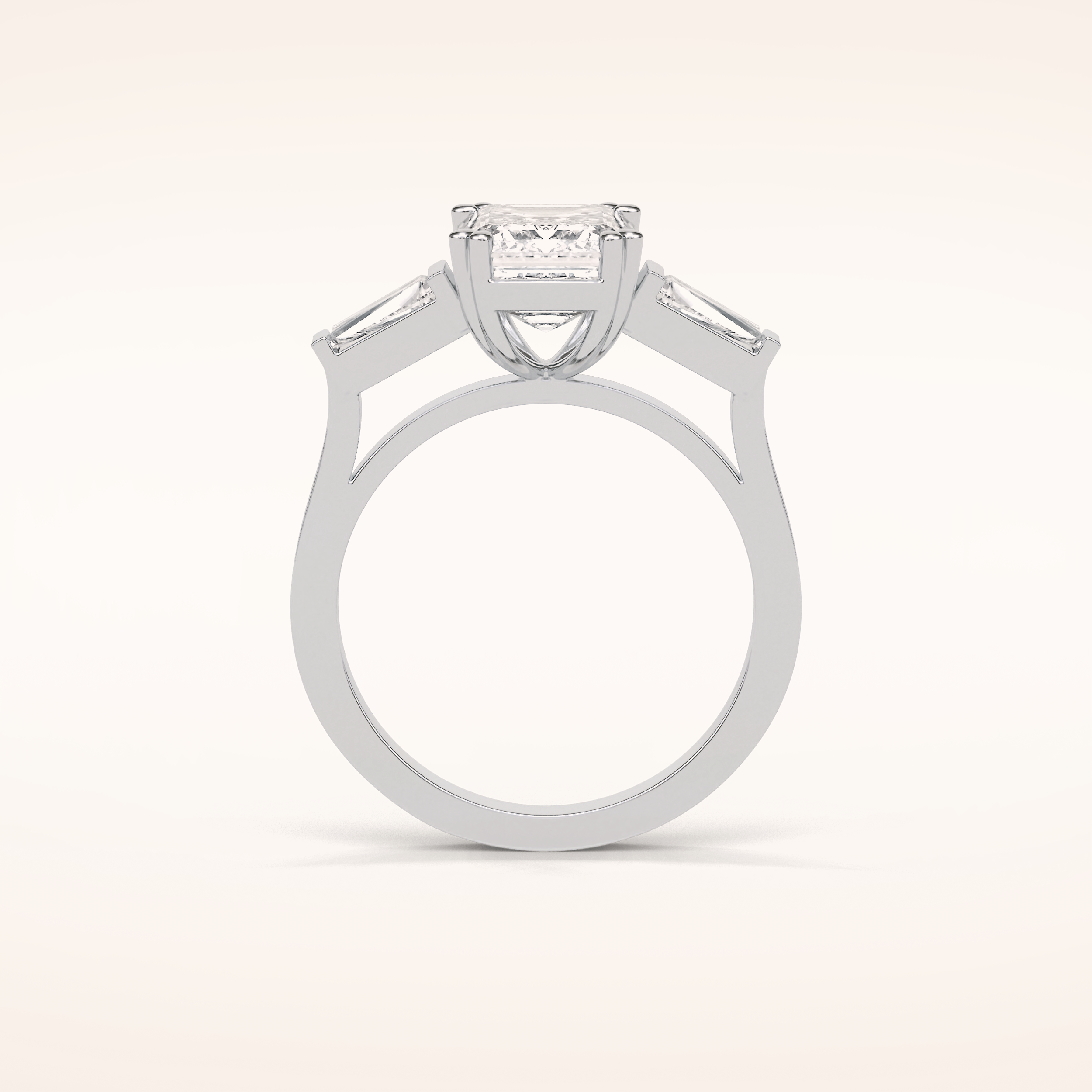 2.30 CT Emerald Shaped Three Stones Moissanite Engagement Ring