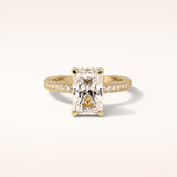 2.6 CT Radiant Shaped Hidden Halo & Pave Moissanite Engagement Ring