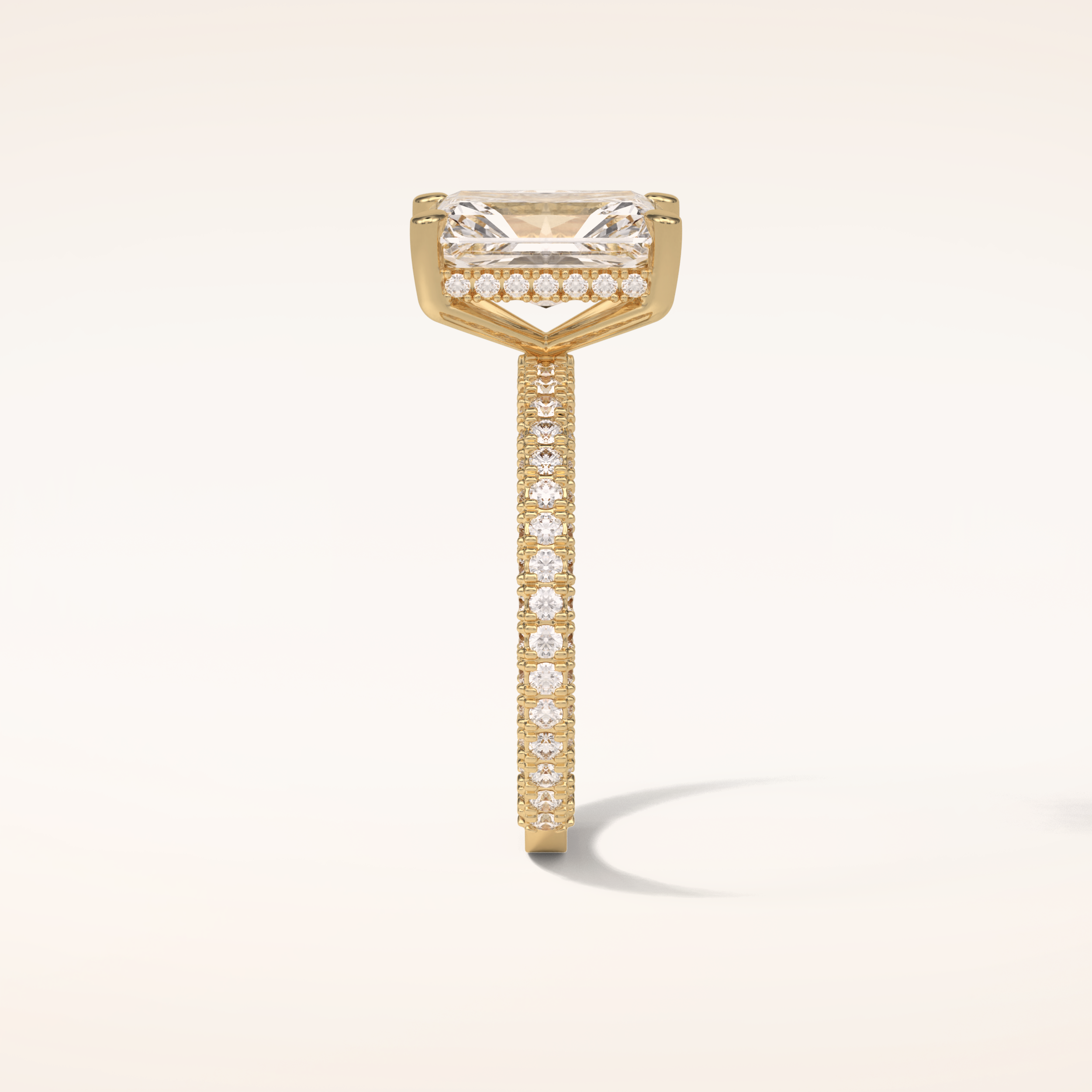 2.6 CT Radiant Shaped Hidden Halo & Pave Moissanite Engagement Ring