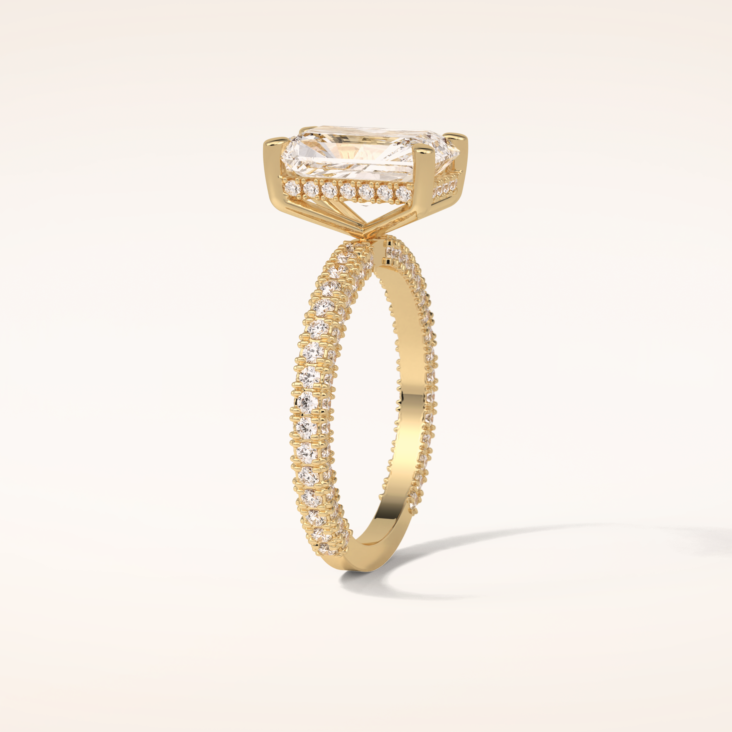 2.6 CT Radiant Shaped Hidden Halo & Pave Moissanite Engagement Ring