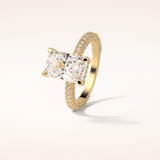 2.6 CT Radiant Shaped Hidden Halo & Pave Moissanite Engagement Ring