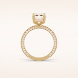 2.6 CT Radiant Shaped Hidden Halo & Pave Moissanite Engagement Ring