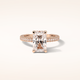 2.6 CT Radiant Shaped Hidden Halo & Pave Moissanite Engagement Ring