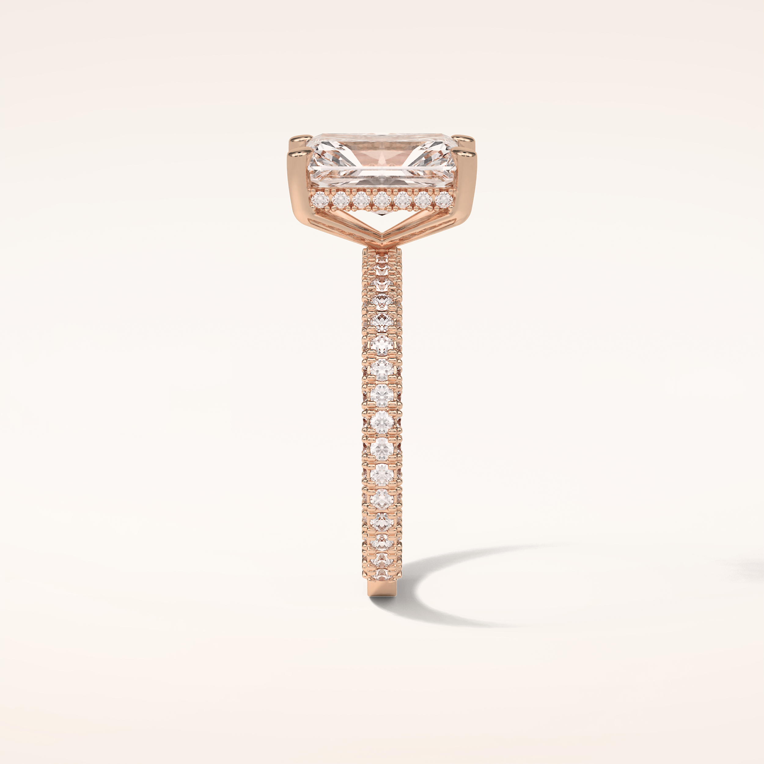 2.6 CT Radiant Shaped Hidden Halo & Pave Moissanite Engagement Ring