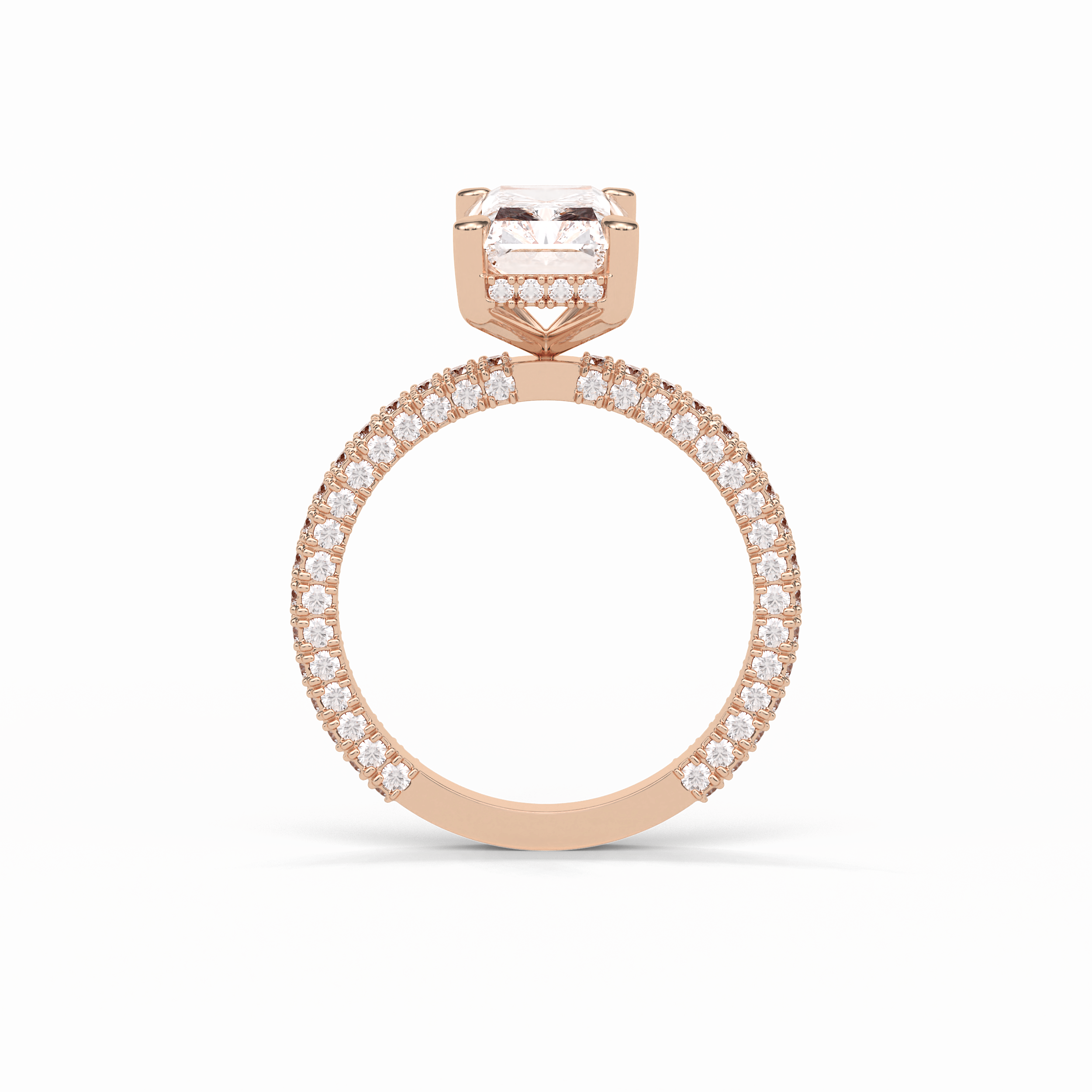 Radiant Pave & Hidden Halo Lab Grown Diamond Engagement Ring