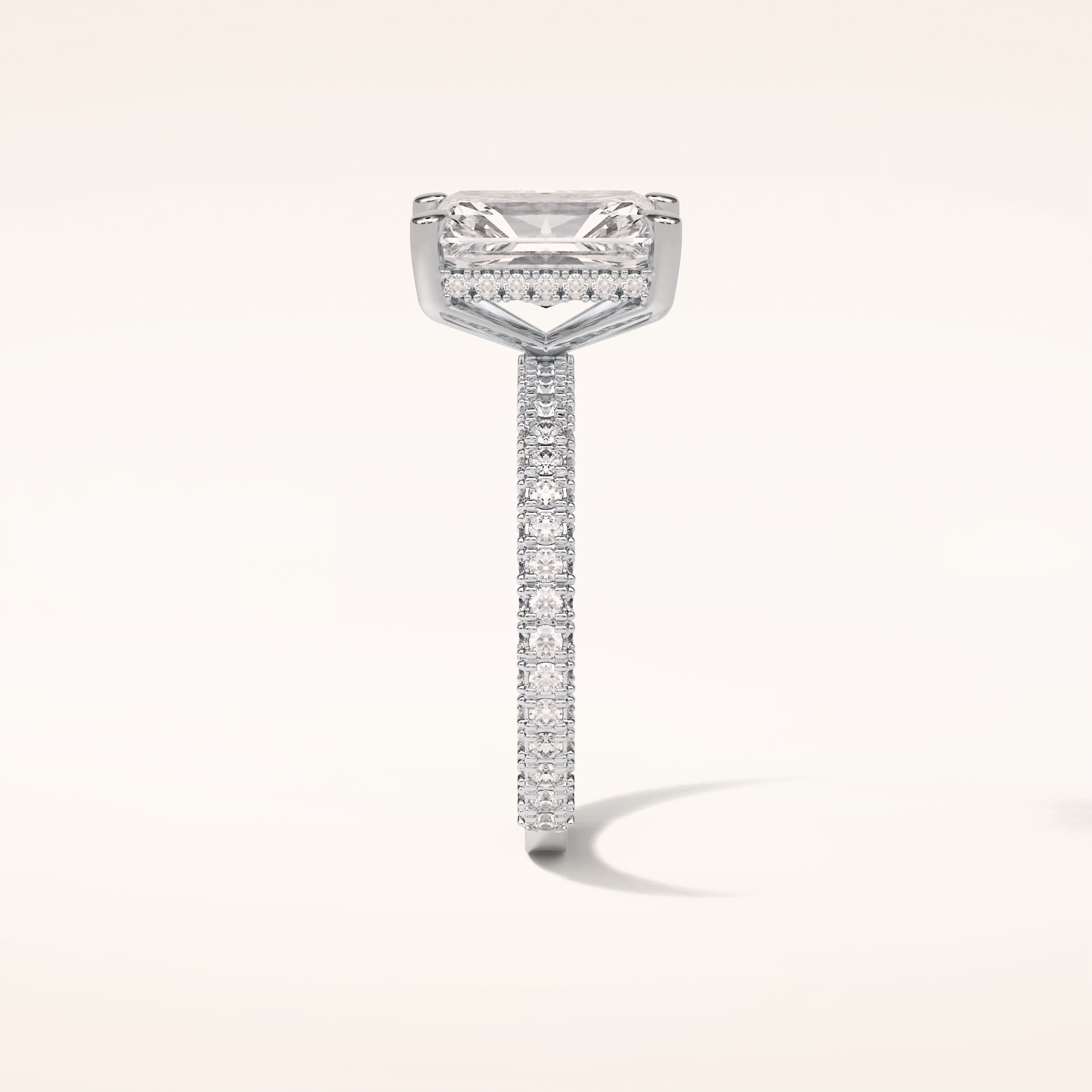 2.6 CT Radiant Shaped Hidden Halo & Pave Moissanite Engagement Ring