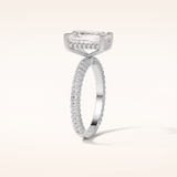 2.6 CT Radiant Shaped Hidden Halo & Pave Moissanite Engagement Ring