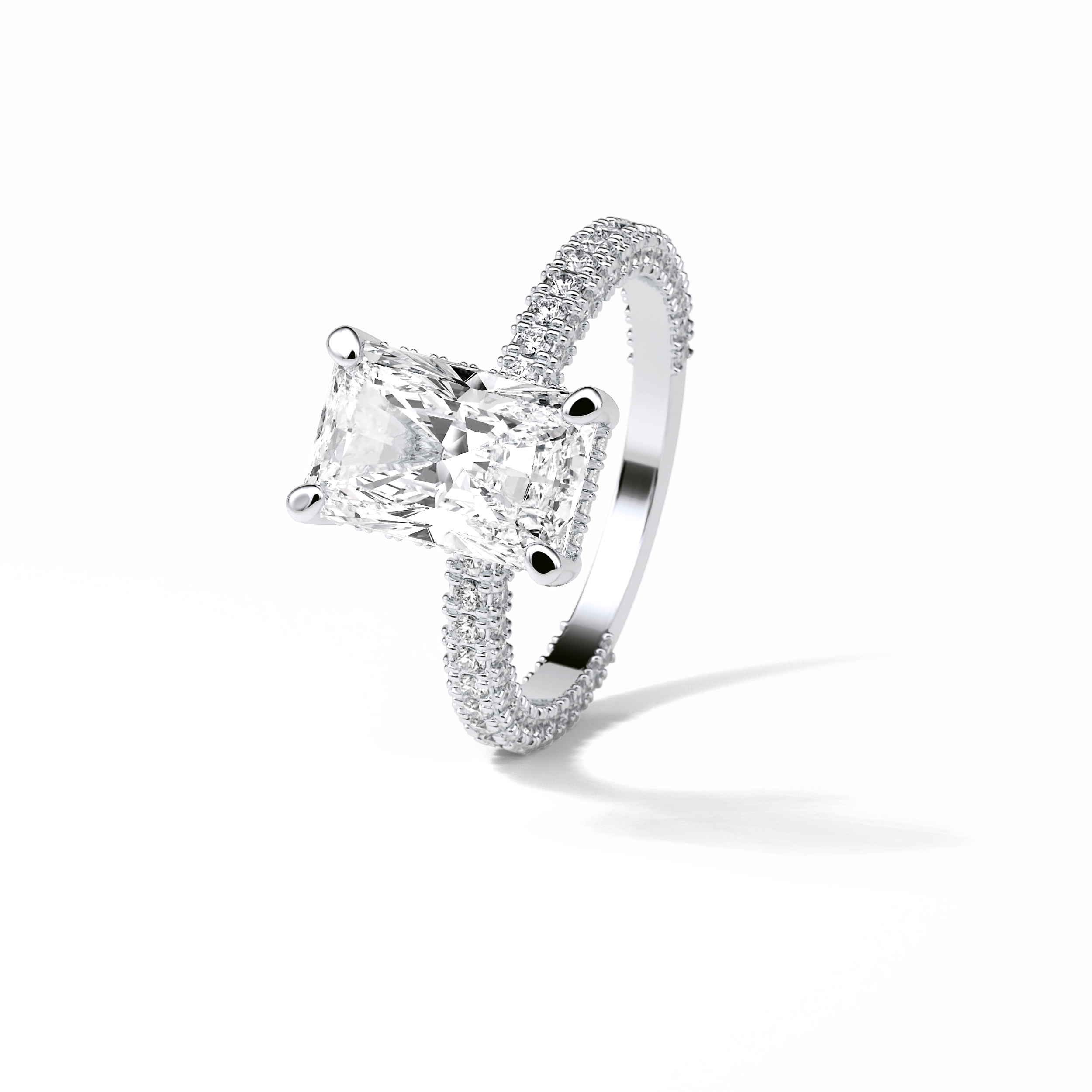 Radiant Pave & Hidden Halo Lab Grown Diamond Engagement Ring