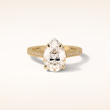 3.1 CT Pear Shaped Hidden Halo & Pave Moissanite Engagement Ring