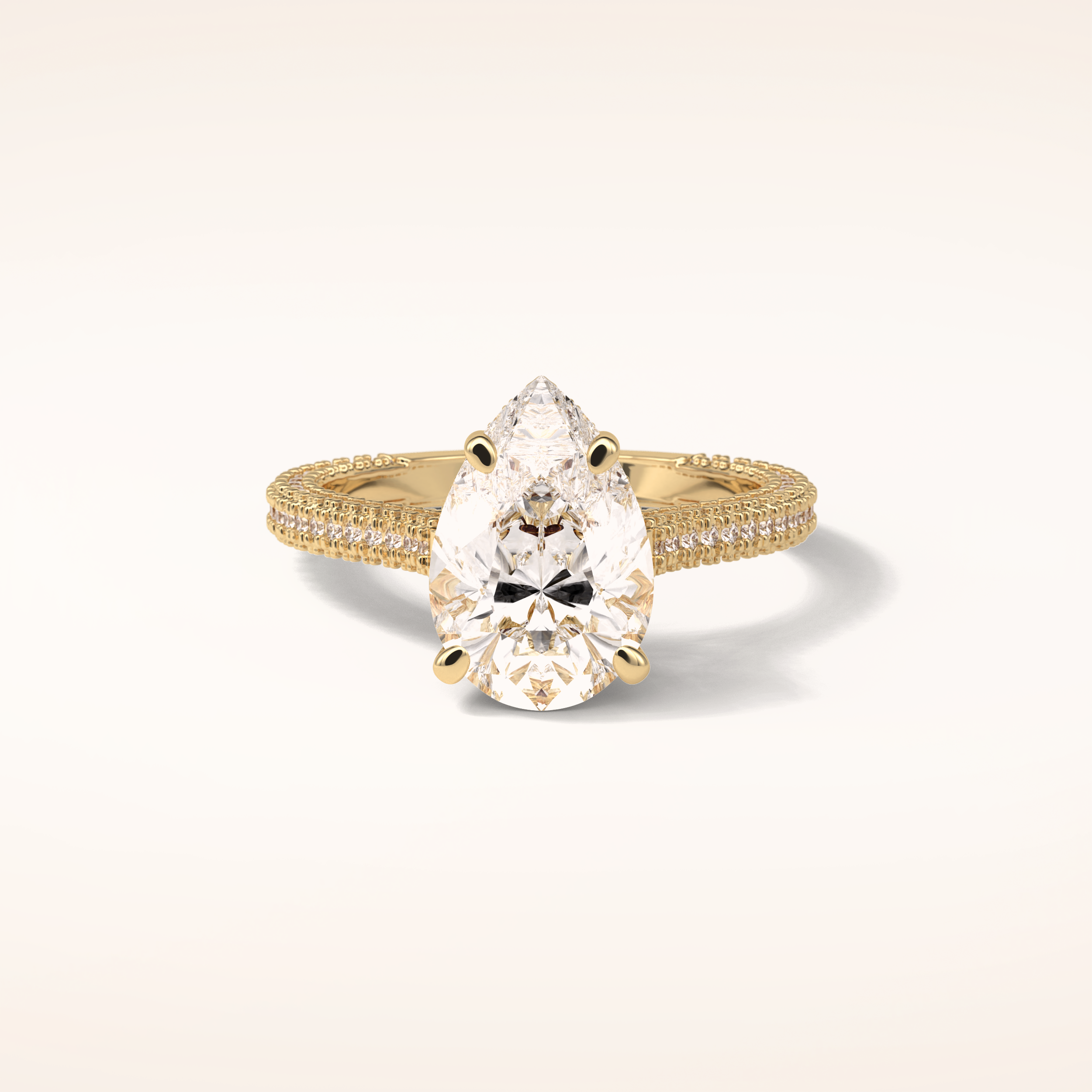 3.1 CT Pear Shaped Hidden Halo & Pave Moissanite Engagement Ring