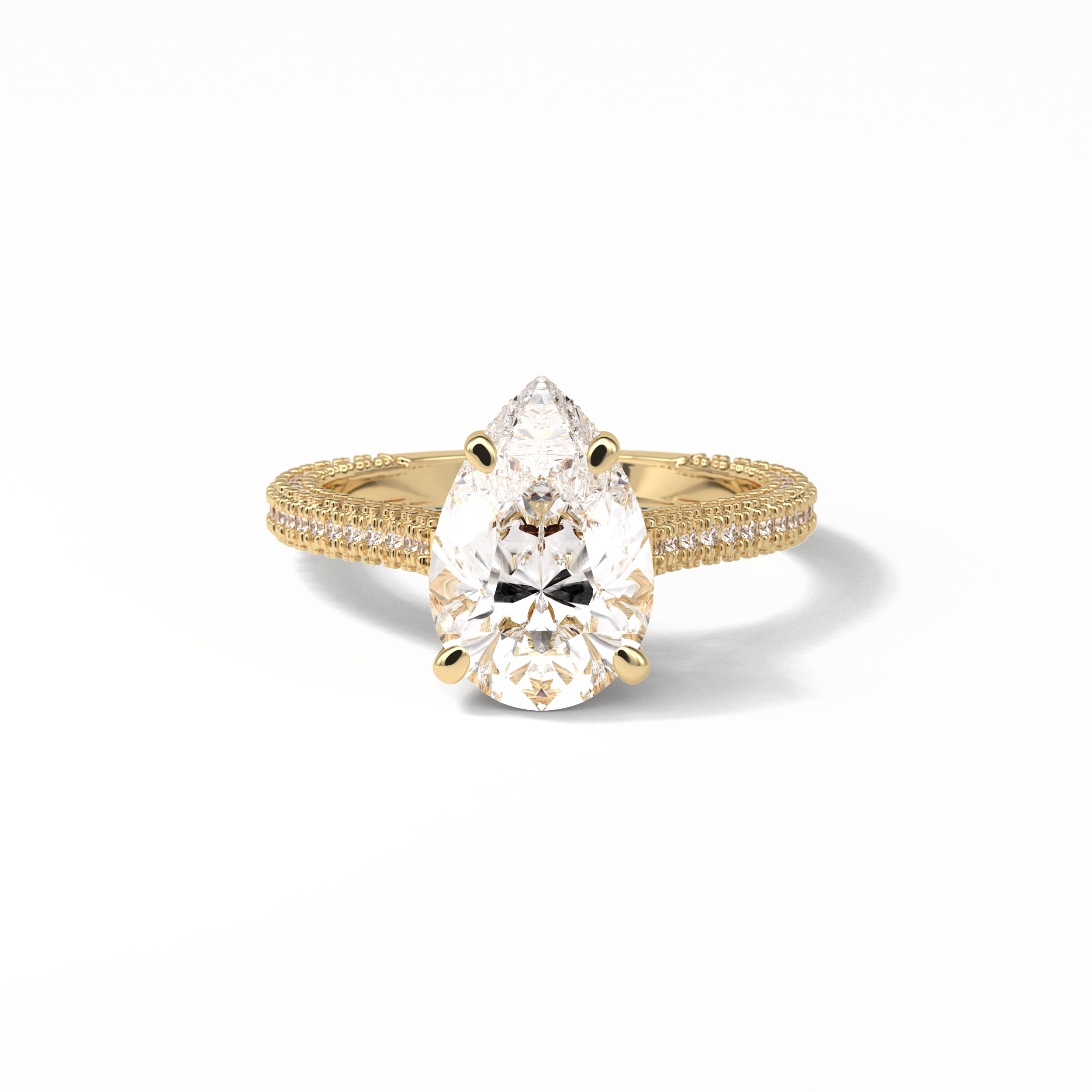 Pear Pave & Hidden Halo Lab Grown Diamond Engagement Ring