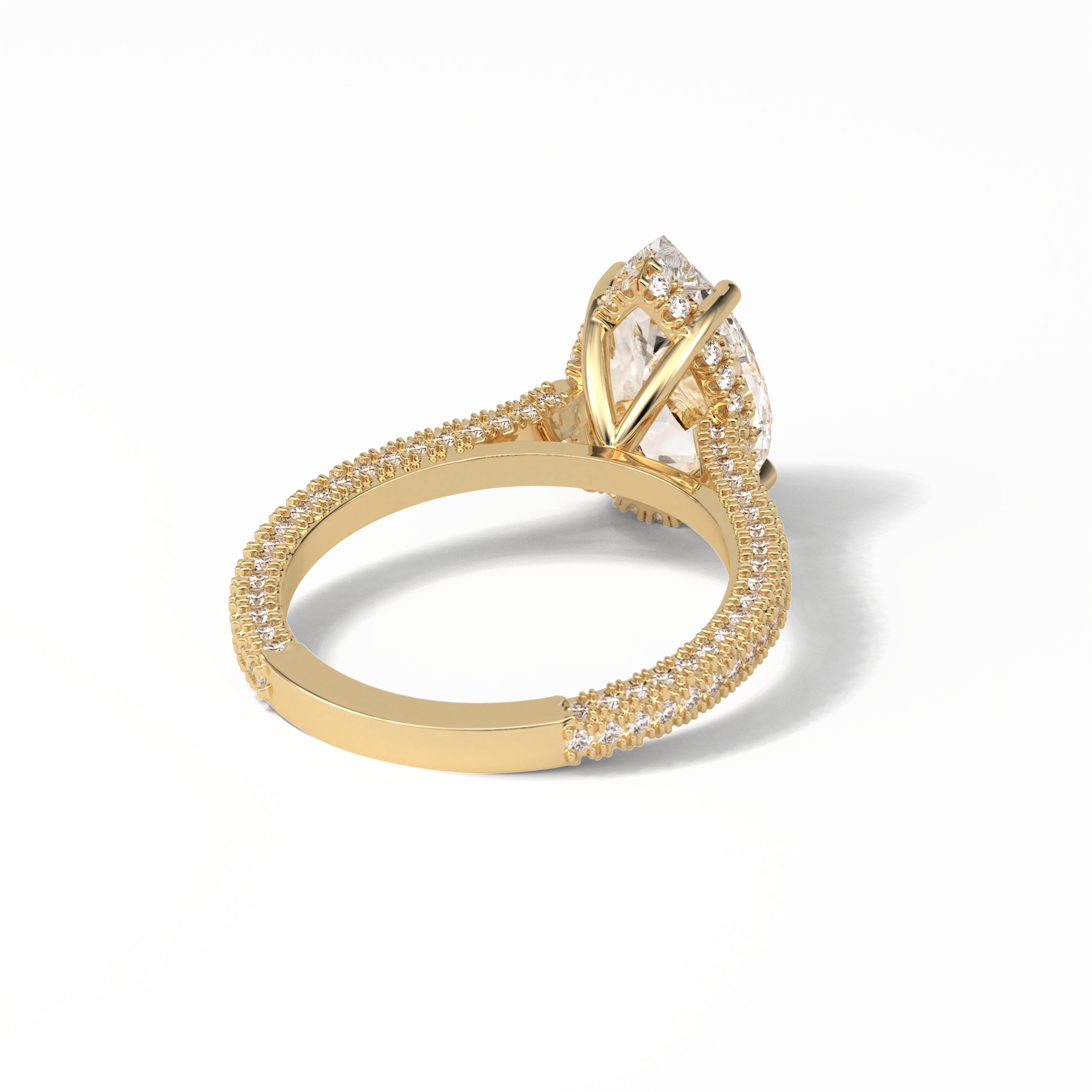 Pear Pave & Hidden Halo Lab Grown Diamond Engagement Ring