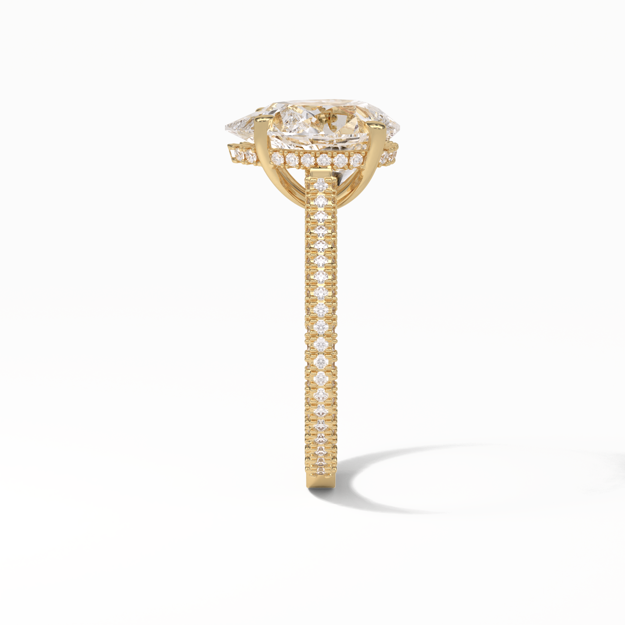 Pear Pave & Hidden Halo Lab Grown Diamond Engagement Ring