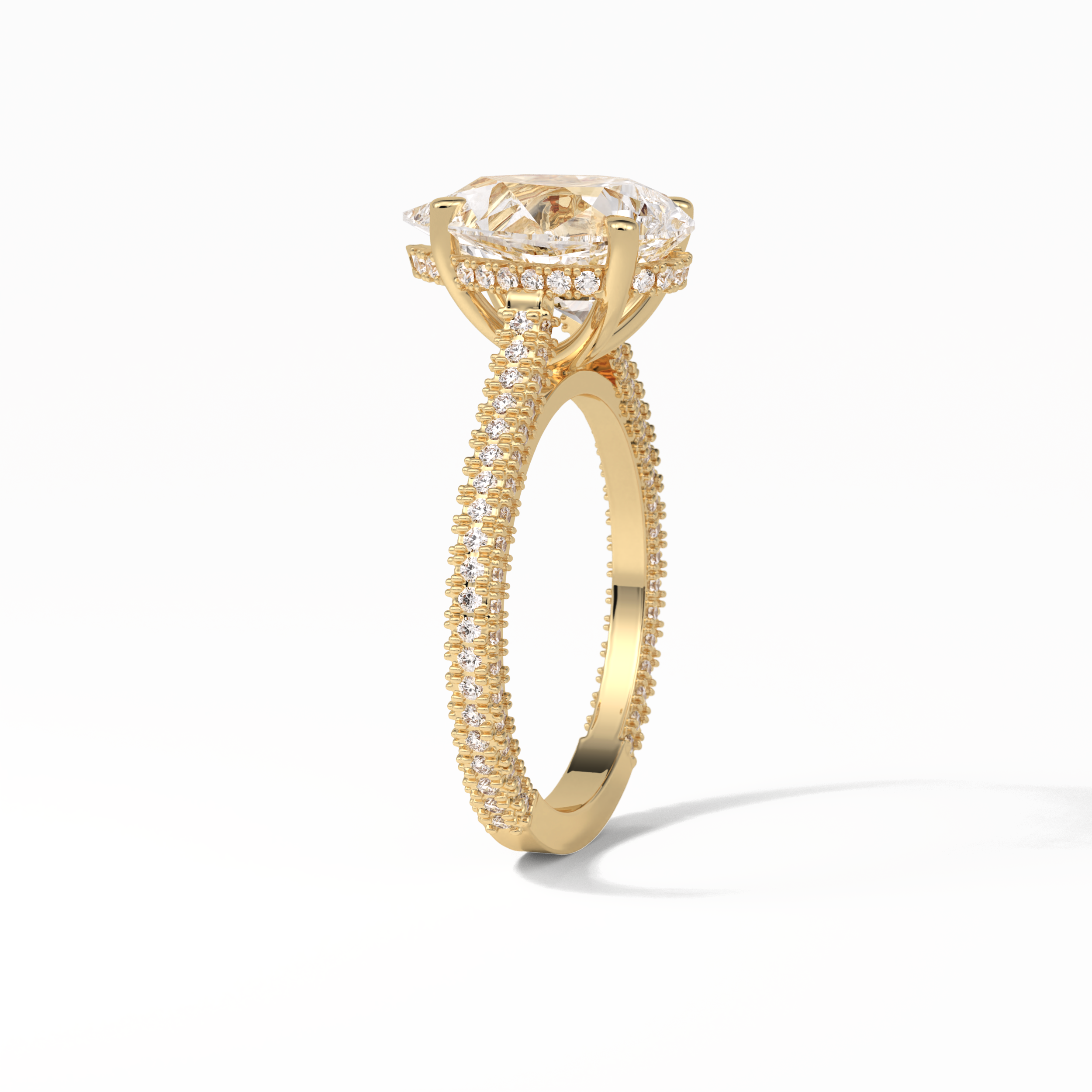 Pear Pave & Hidden Halo Lab Grown Diamond Engagement Ring