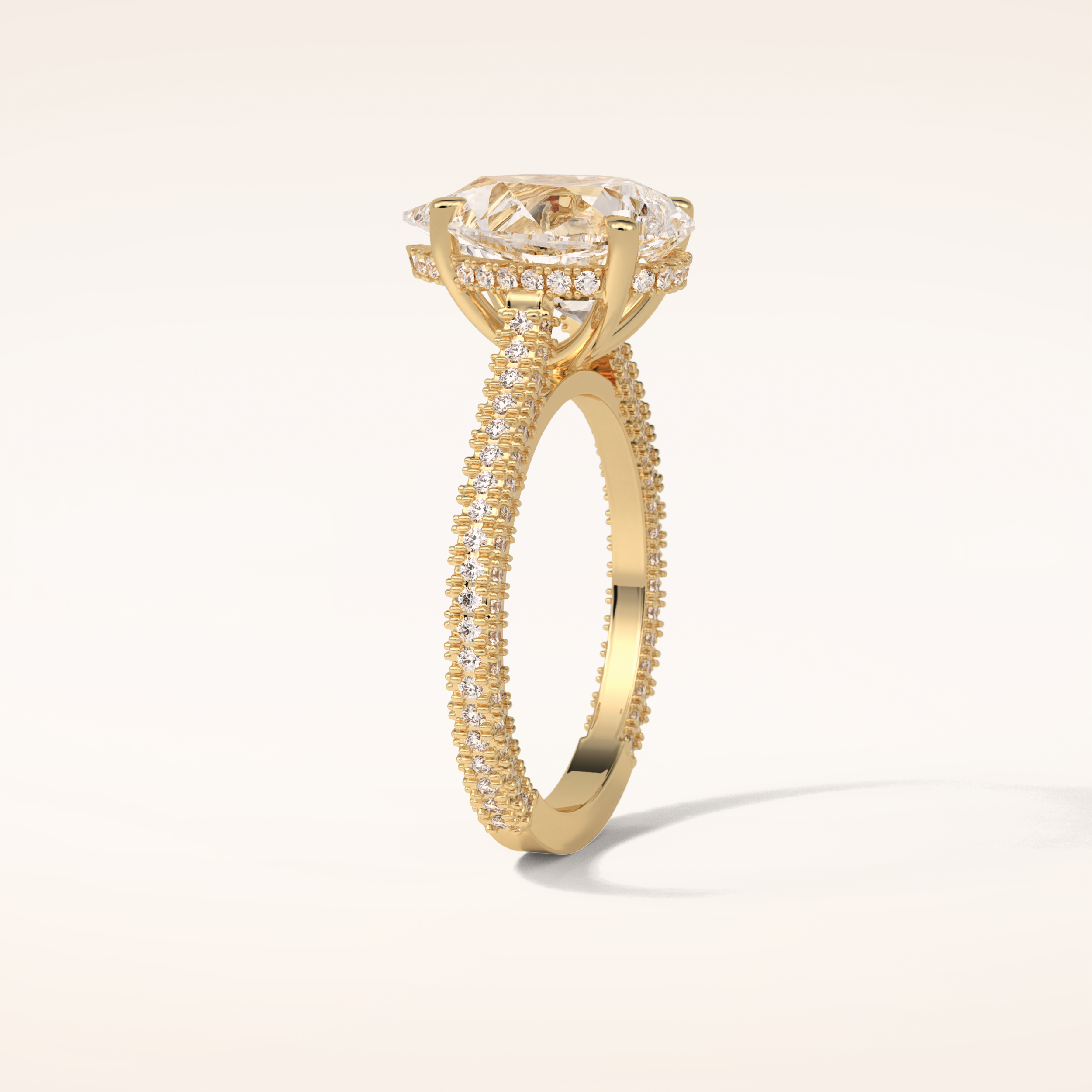 3.1 CT Pear Shaped Hidden Halo & Pave Moissanite Engagement Ring