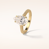 3.1 CT Pear Shaped Hidden Halo & Pave Moissanite Engagement Ring