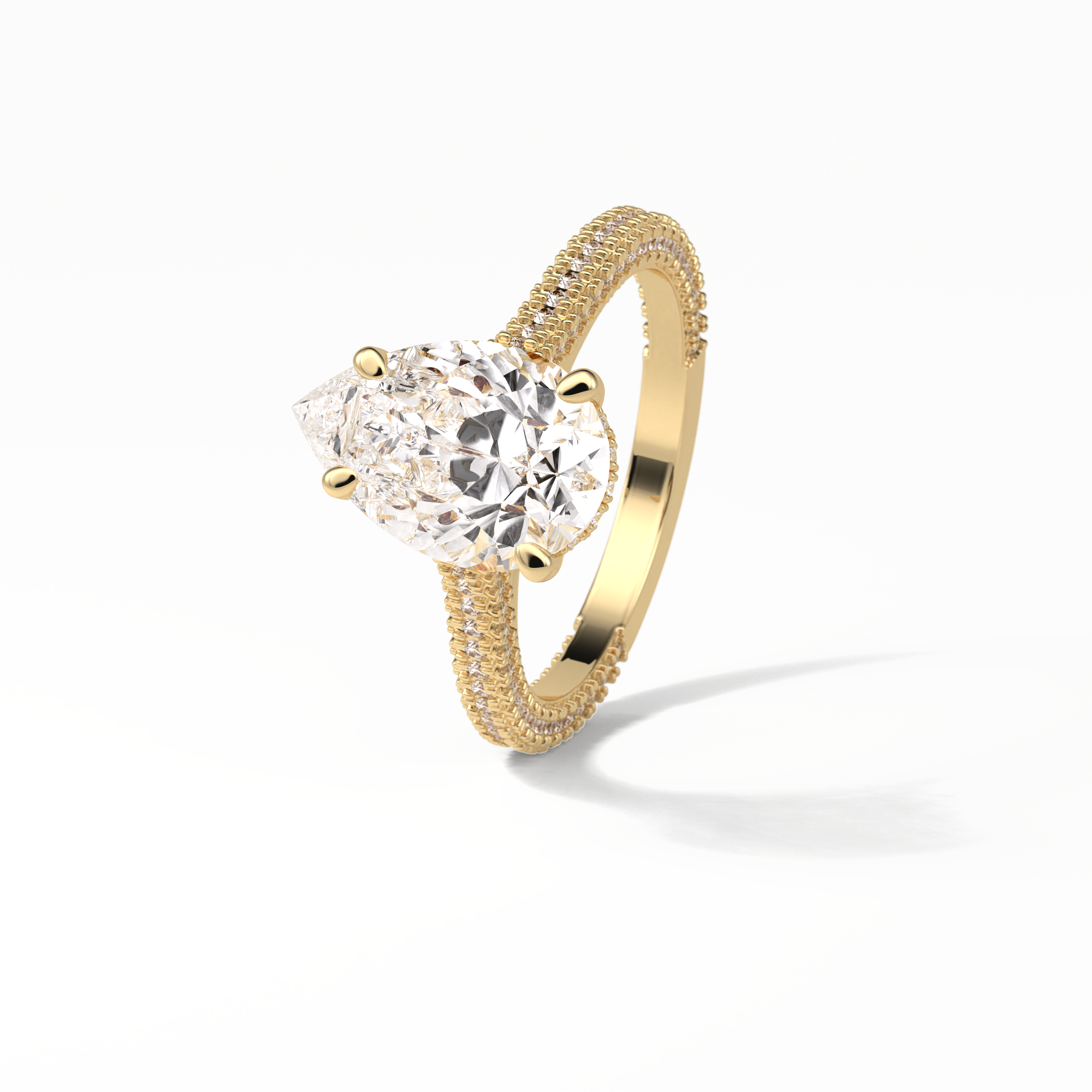 Pear Pave & Hidden Halo Lab Grown Diamond Engagement Ring