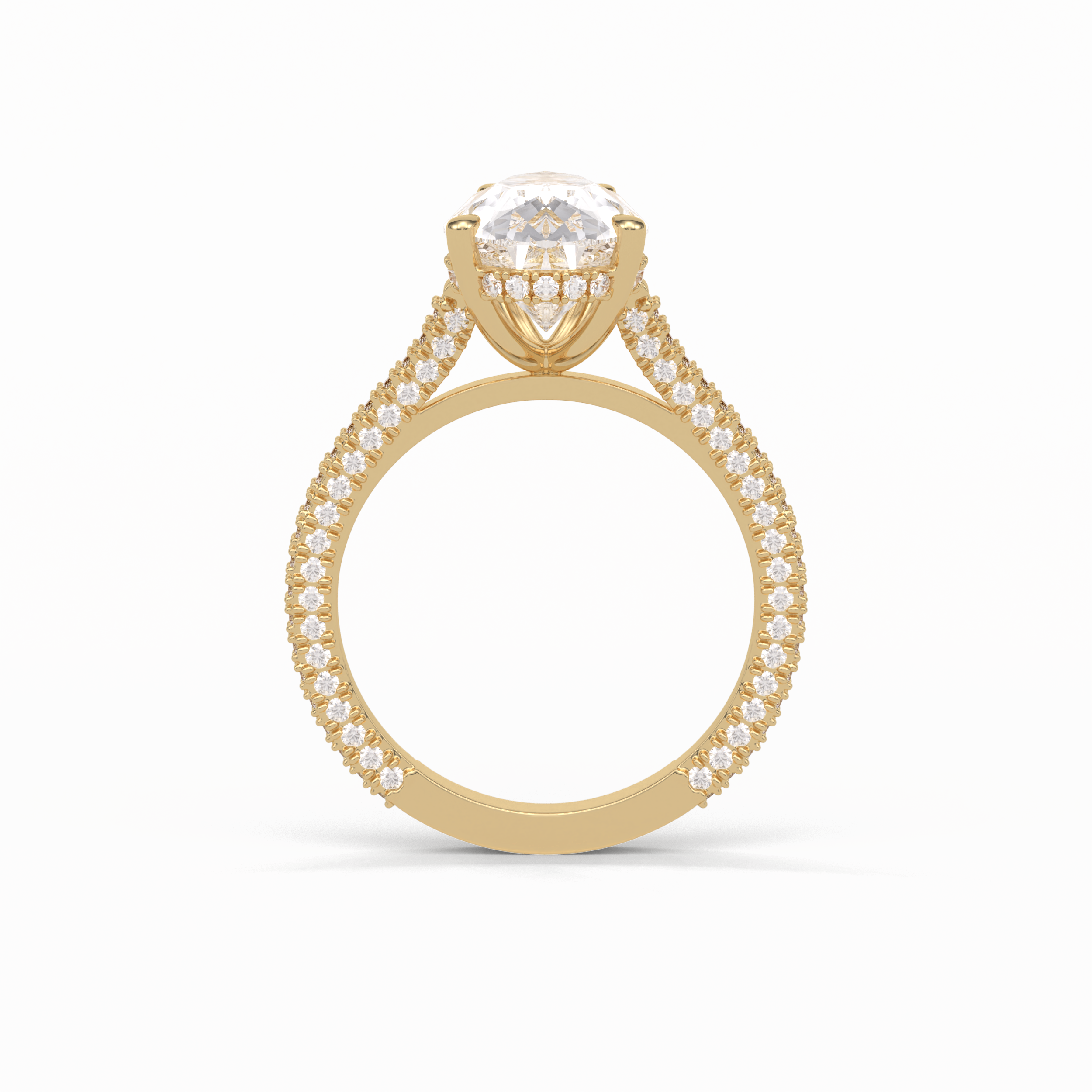 Pear Pave & Hidden Halo Lab Grown Diamond Engagement Ring