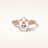 3.1 CT Pear Shaped Hidden Halo & Pave Moissanite Engagement Ring