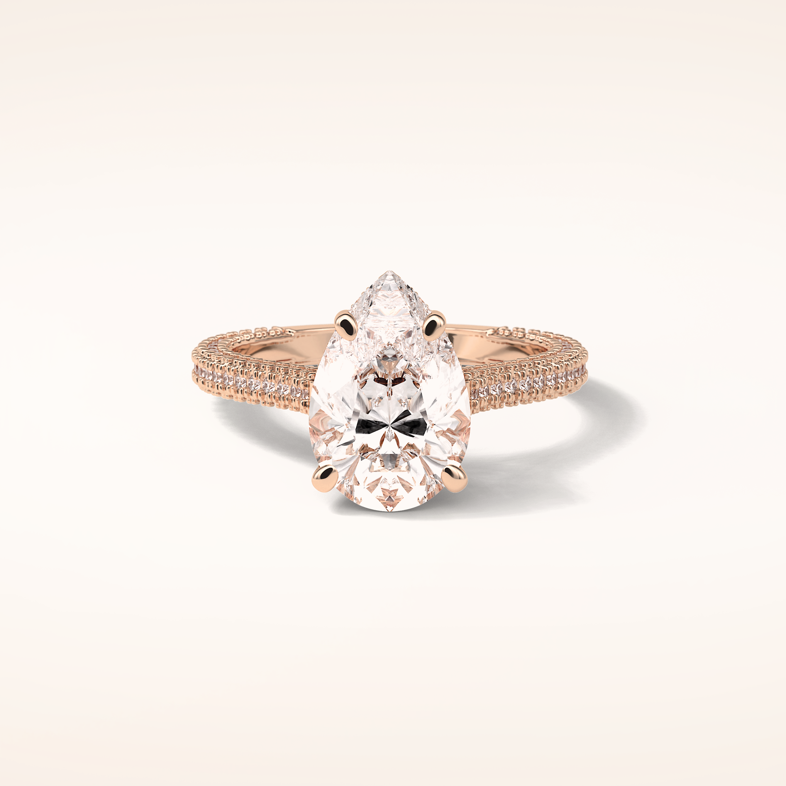 3.1 CT Pear Shaped Hidden Halo & Pave Moissanite Engagement Ring