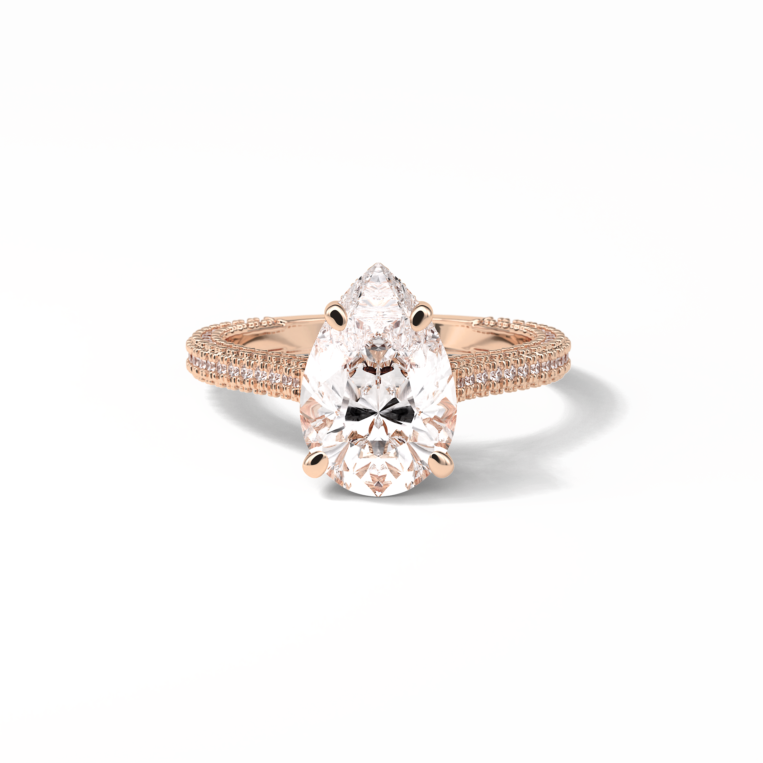 Pear Pave & Hidden Halo Lab Grown Diamond Engagement Ring