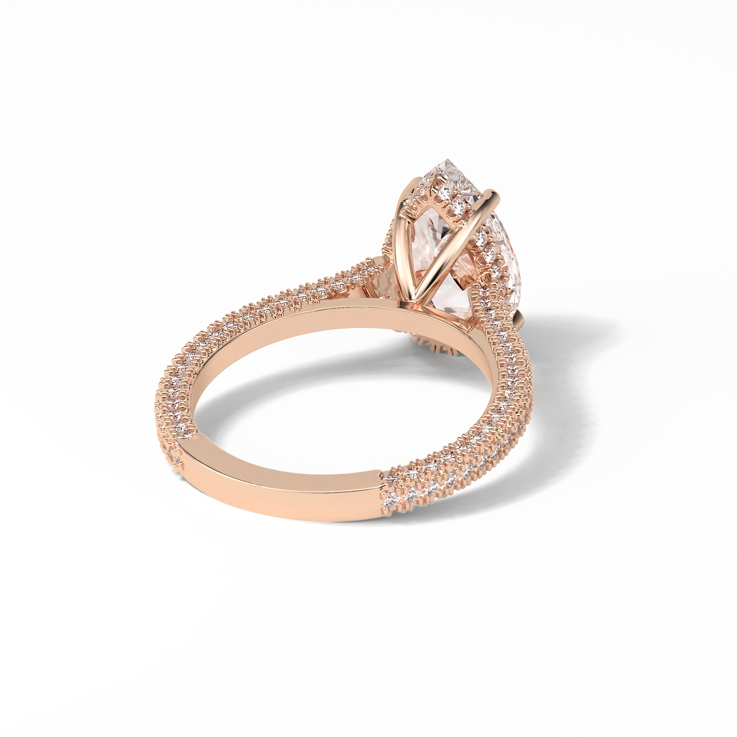 Pear Pave & Hidden Halo Lab Grown Diamond Engagement Ring