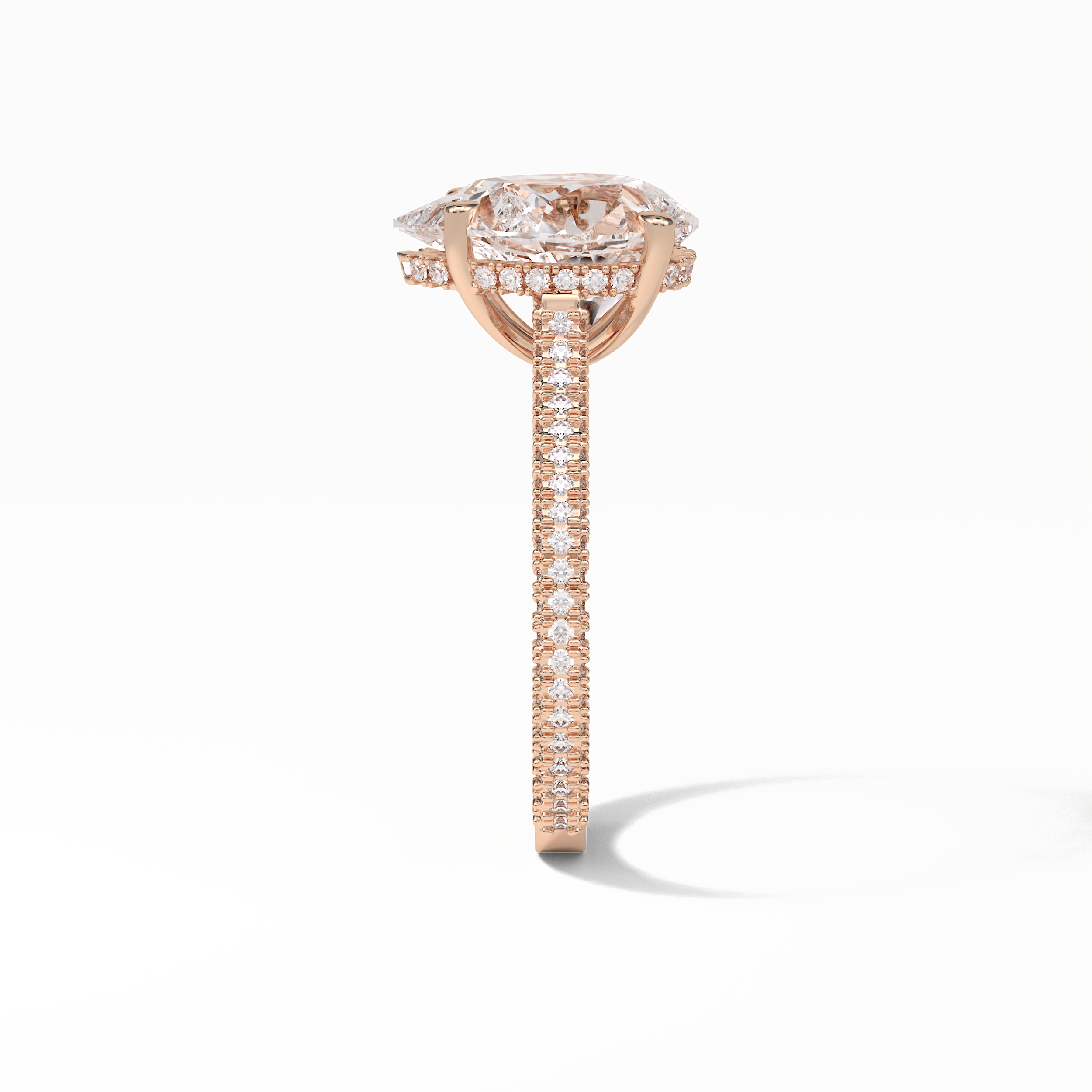 Pear Pave & Hidden Halo Lab Grown Diamond Engagement Ring