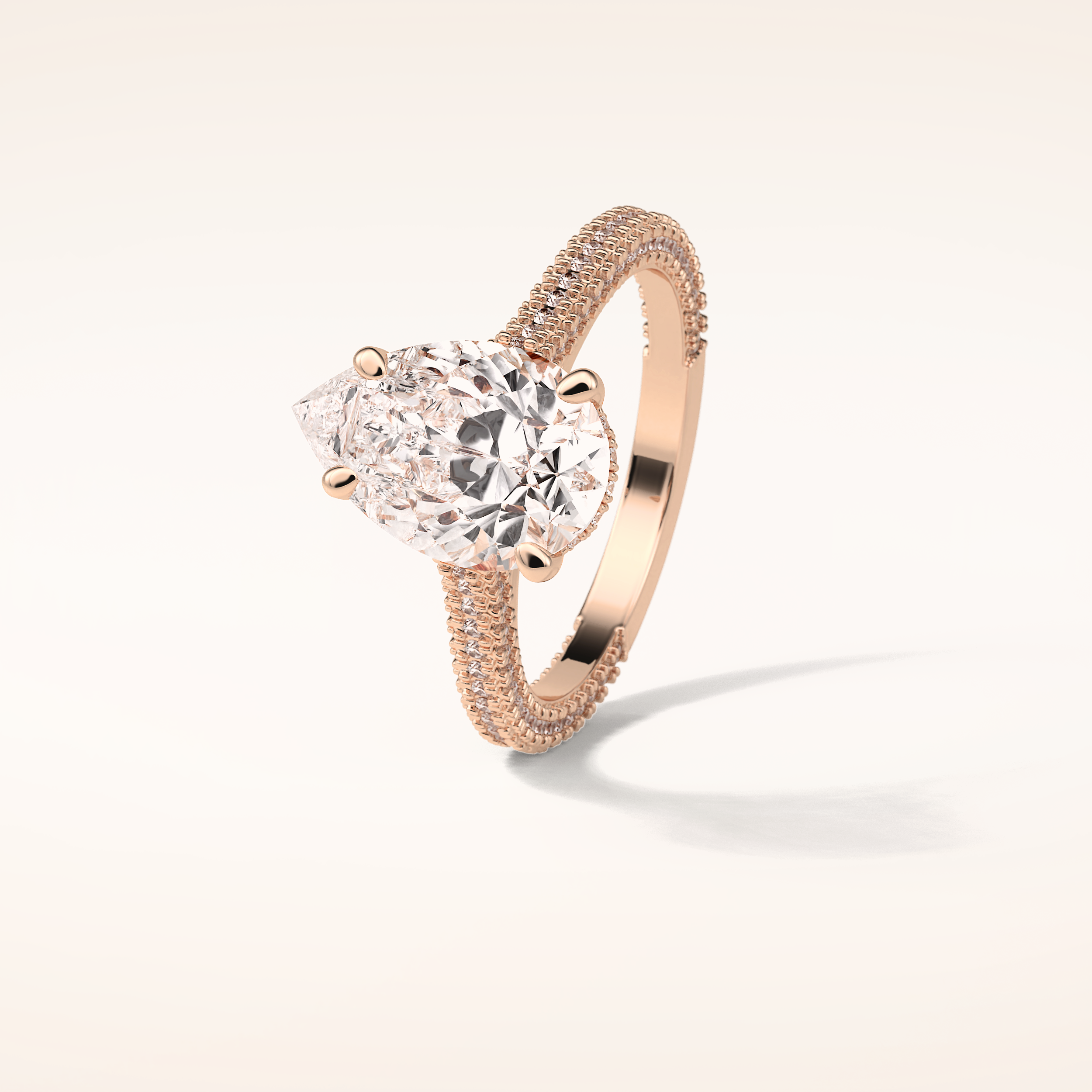 3.1 CT Pear Shaped Hidden Halo & Pave Moissanite Engagement Ring