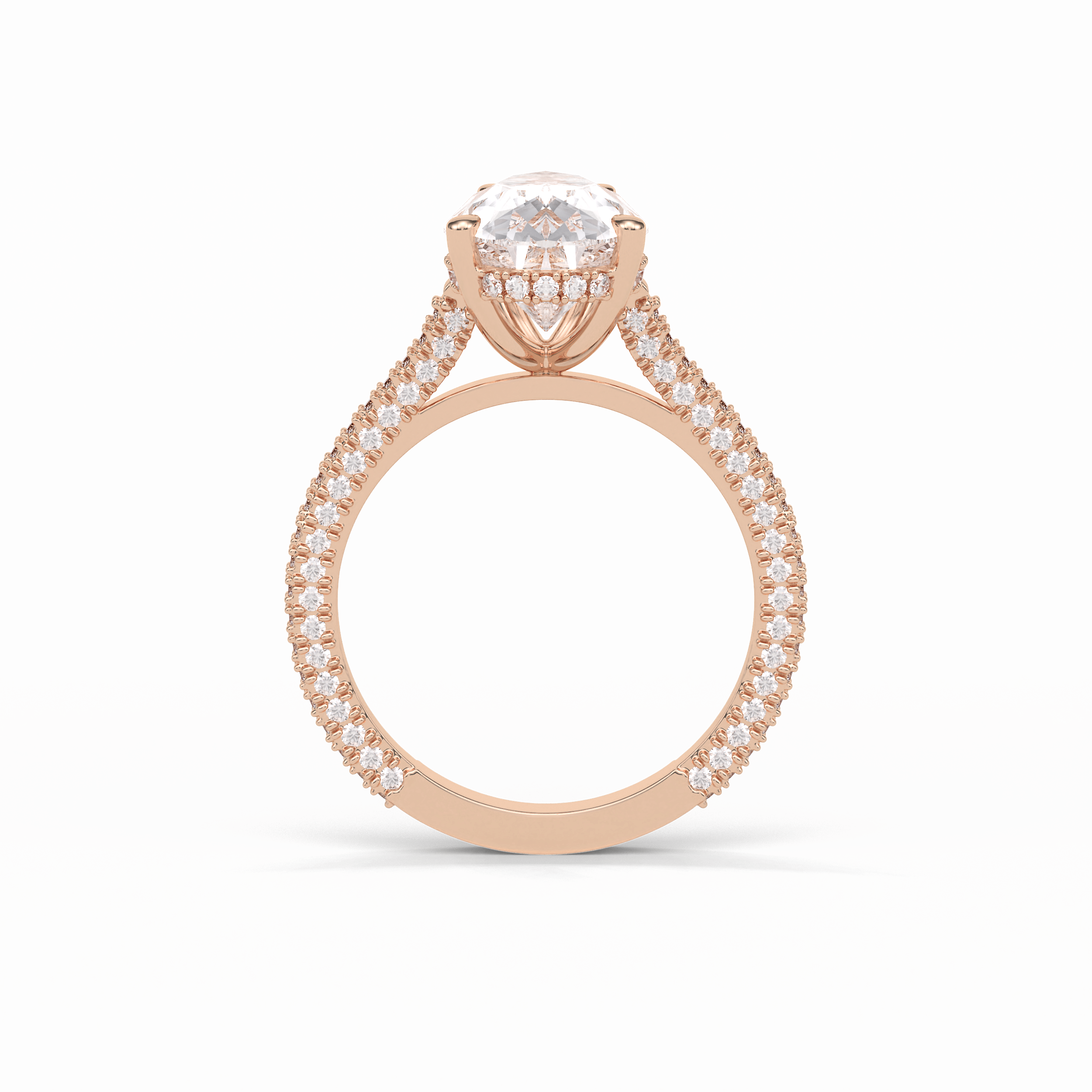 Pear Pave & Hidden Halo Lab Grown Diamond Engagement Ring