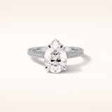 3.1 CT Pear Shaped Hidden Halo & Pave Moissanite Engagement Ring