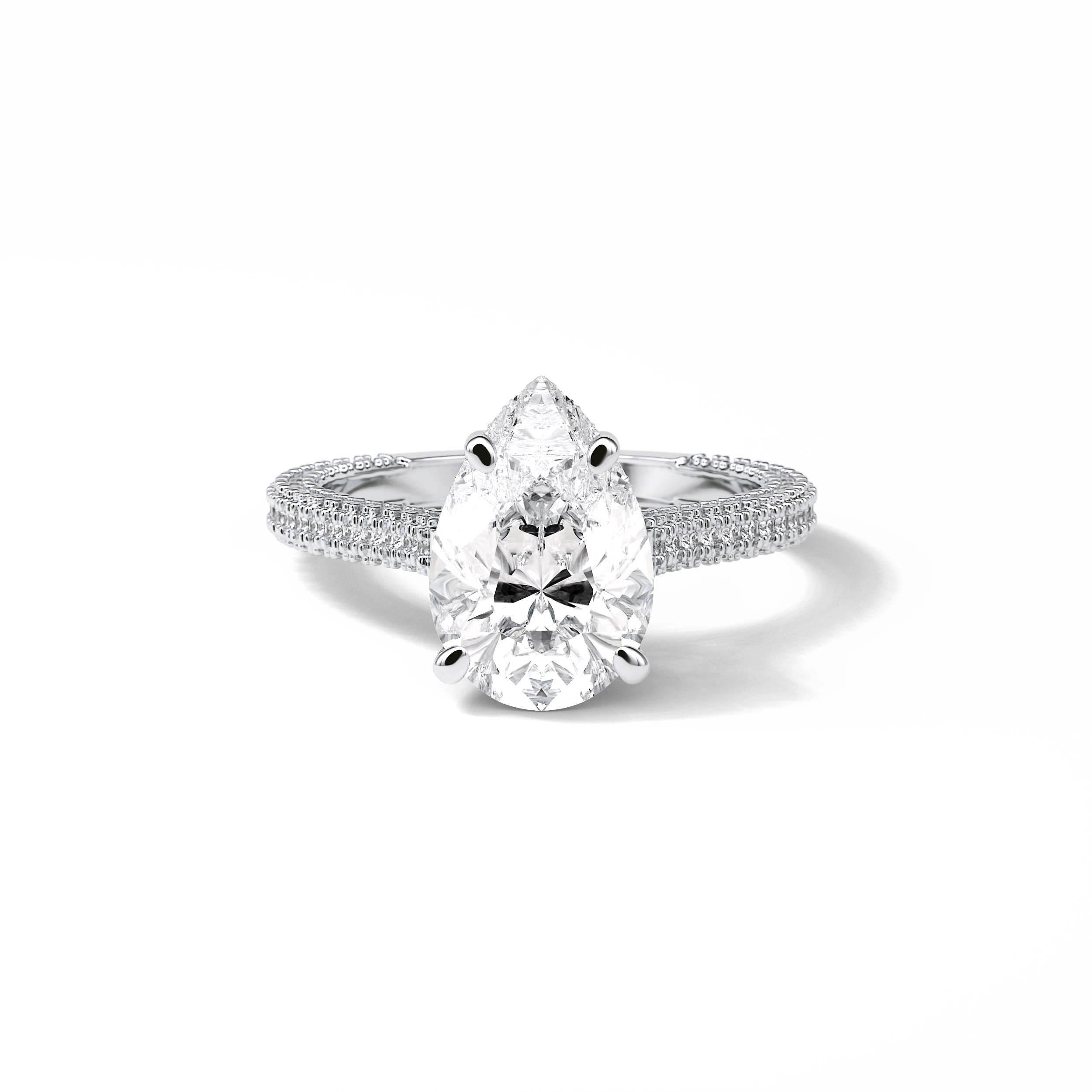 Pear Pave & Hidden Halo Lab Grown Diamond Engagement Ring