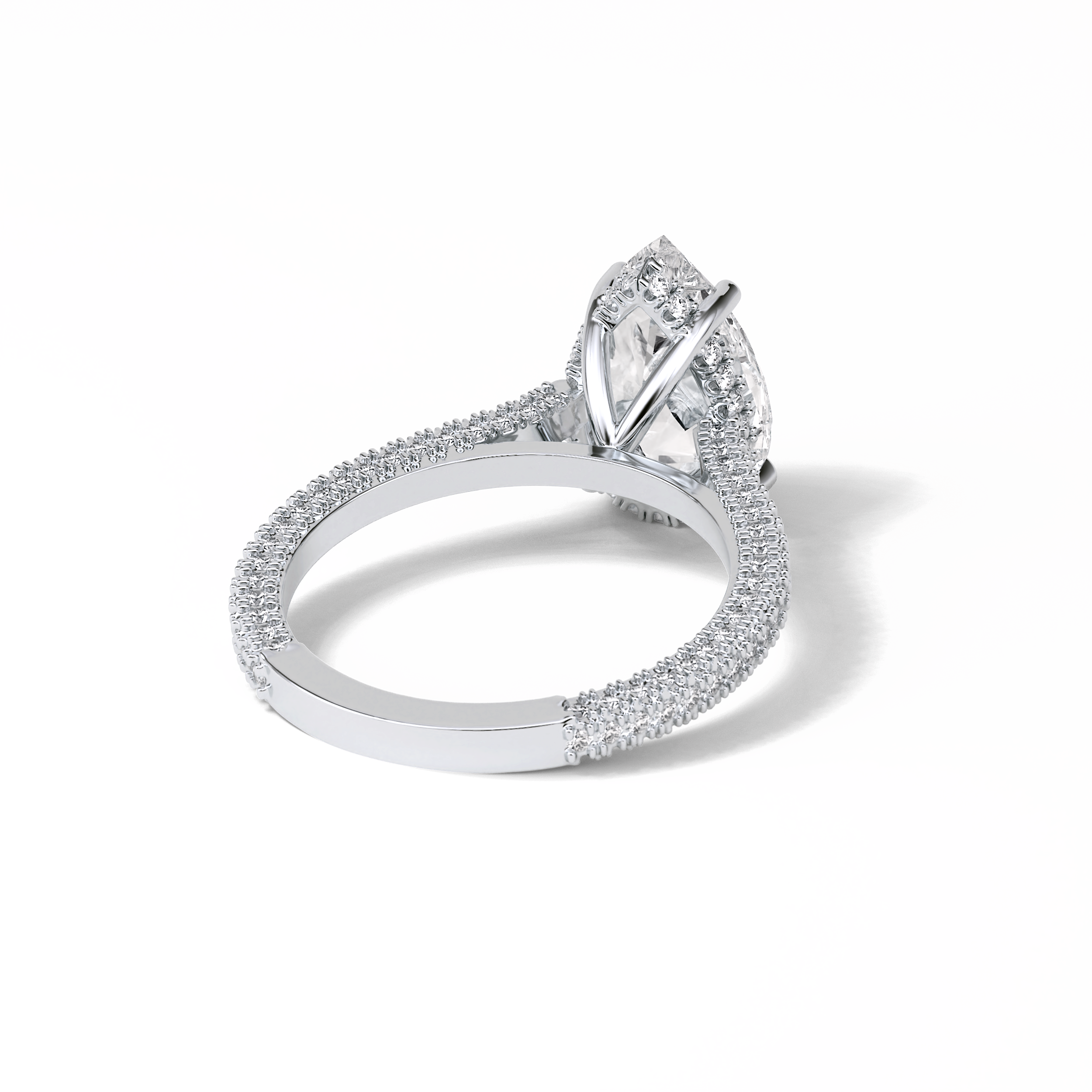 Pear Pave & Hidden Halo Lab Grown Diamond Engagement Ring