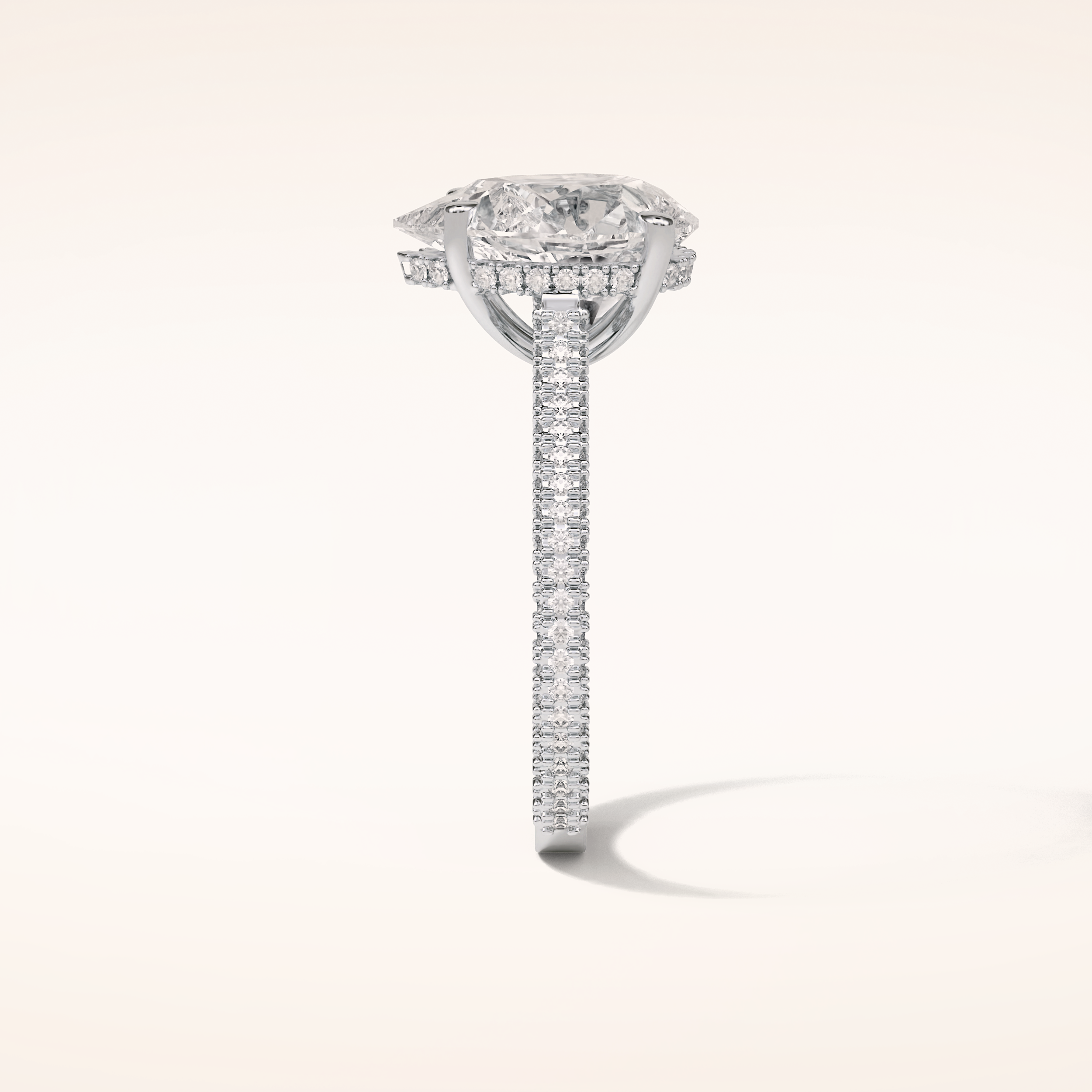 3.1 CT Pear Shaped Hidden Halo & Pave Moissanite Engagement Ring