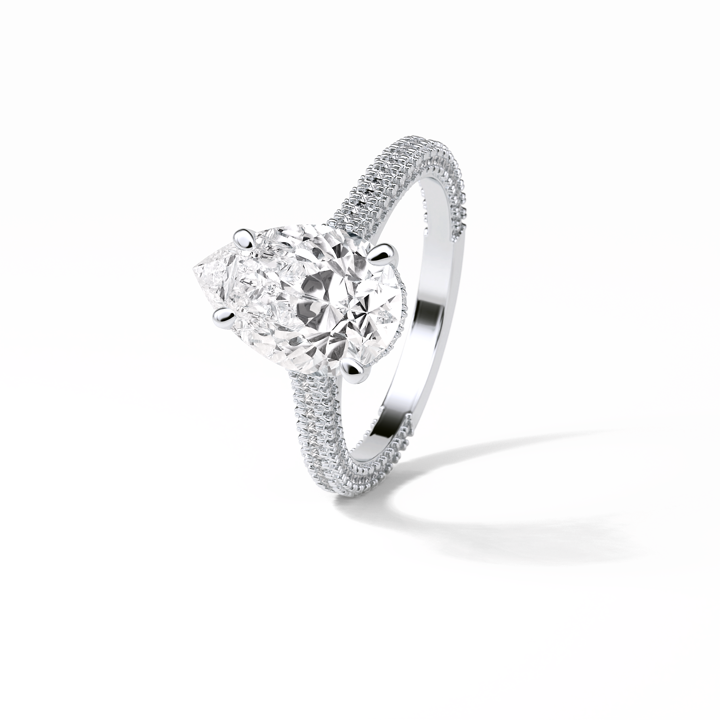 Pear Pave & Hidden Halo Lab Grown Diamond Engagement Ring