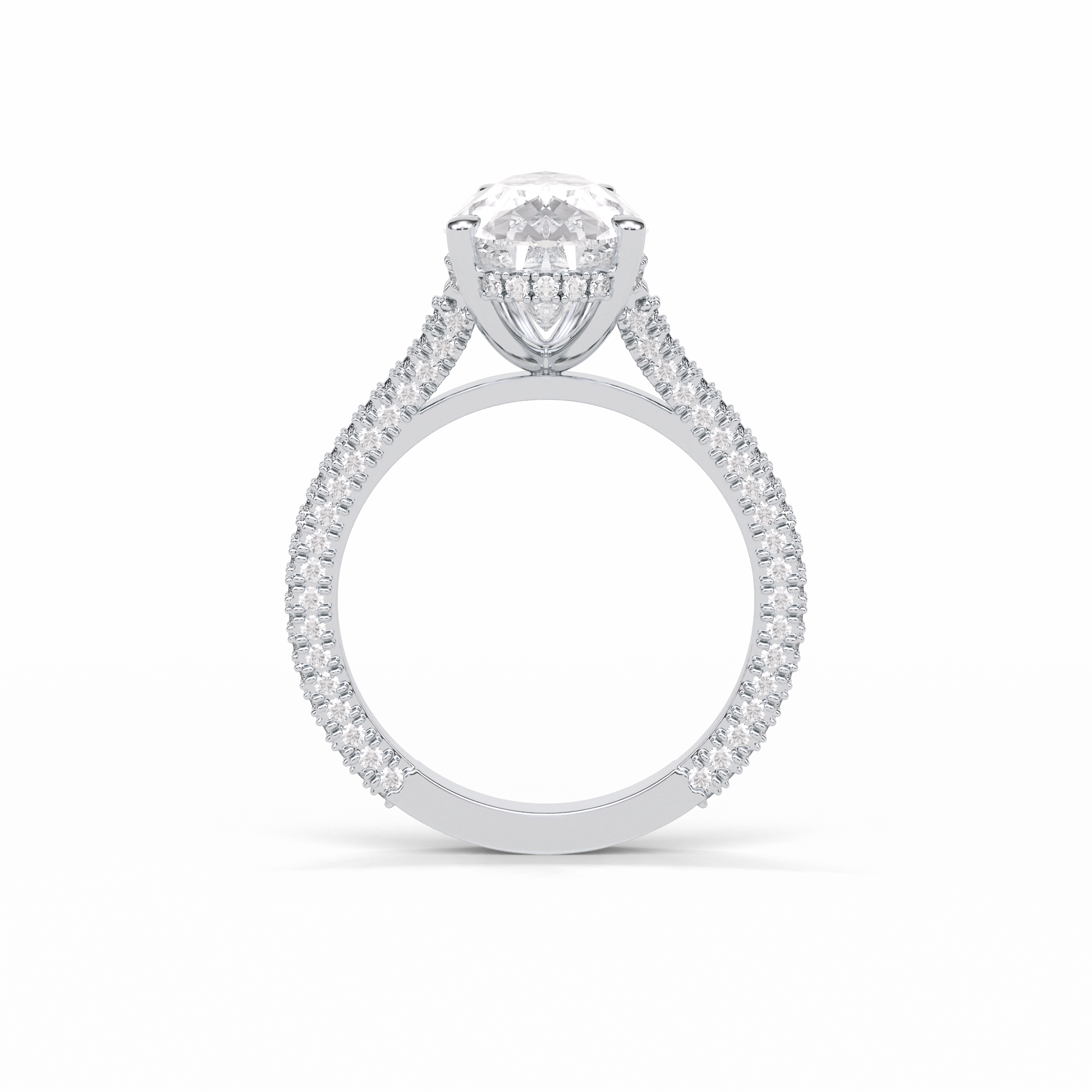 Pear Pave & Hidden Halo Lab Grown Diamond Engagement Ring