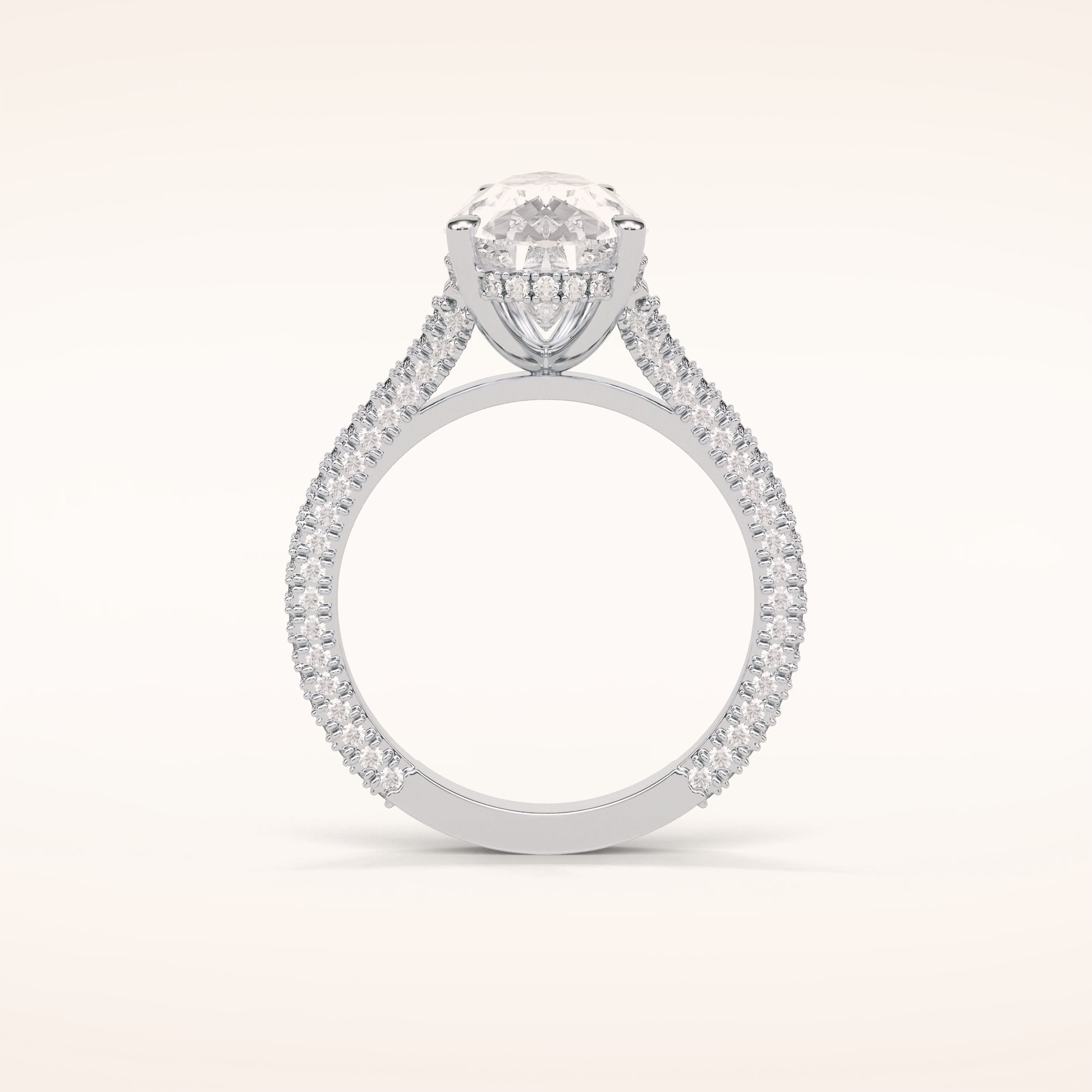 3.1 CT Pear Shaped Hidden Halo & Pave Moissanite Engagement Ring