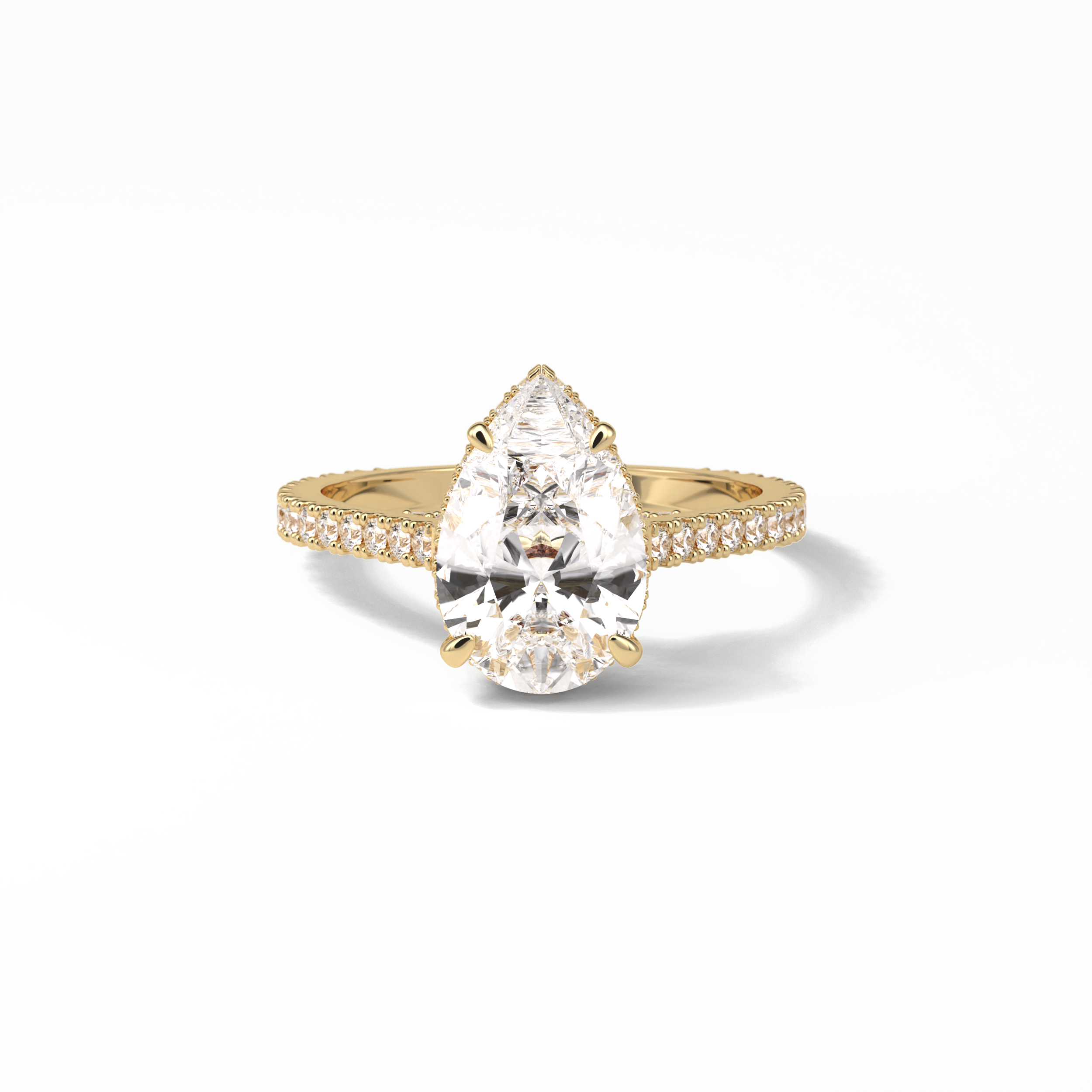 Pear Pave & Hidden Halo Lab Grown Diamond Engagement Ring