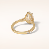 2.8 CT Pear Shaped Hidden Halo & Pave Moissanite Engagement Ring
