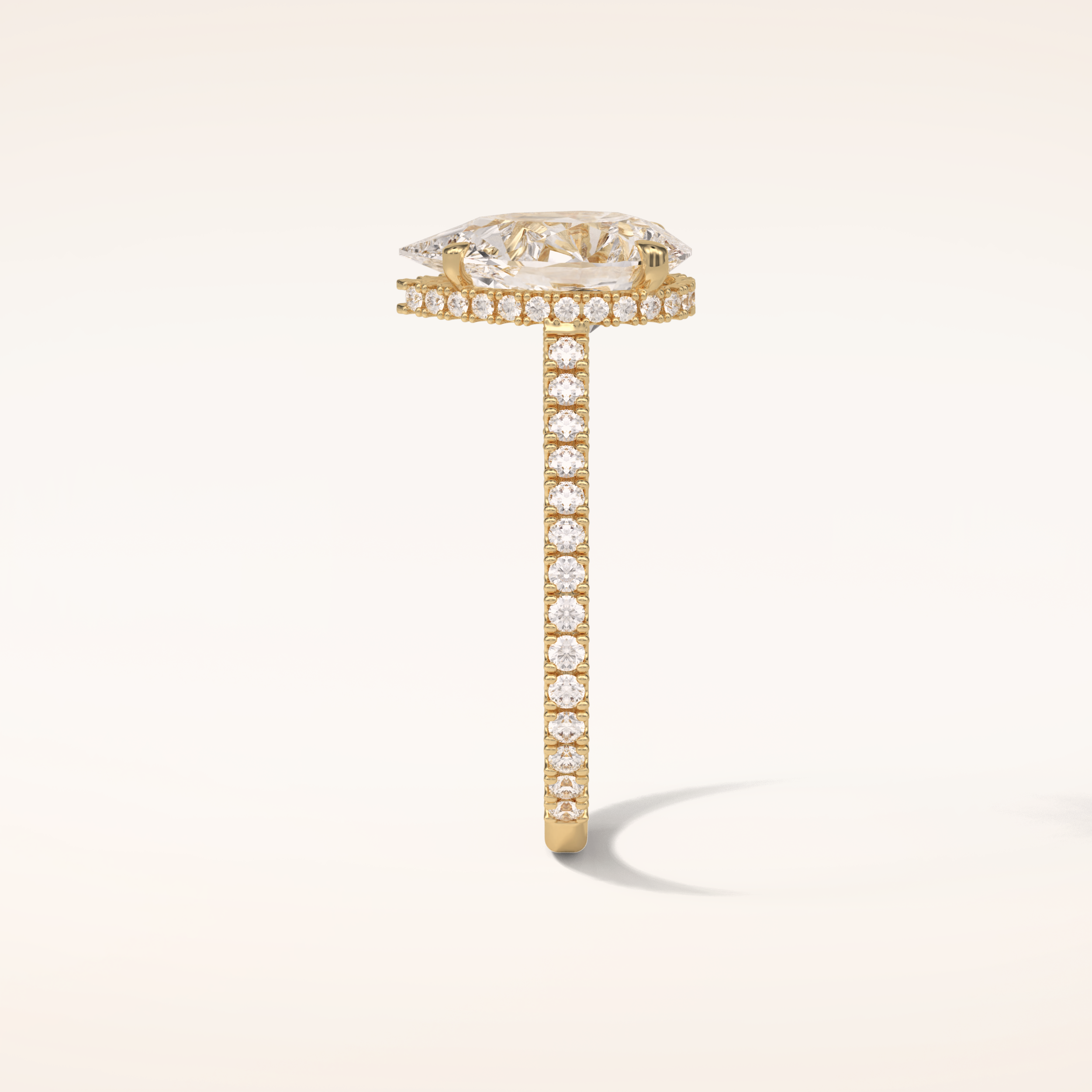 2.8 CT Pear Shaped Hidden Halo & Pave Moissanite Engagement Ring