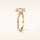 2.8 CT Pear Shaped Hidden Halo & Pave Moissanite Engagement Ring