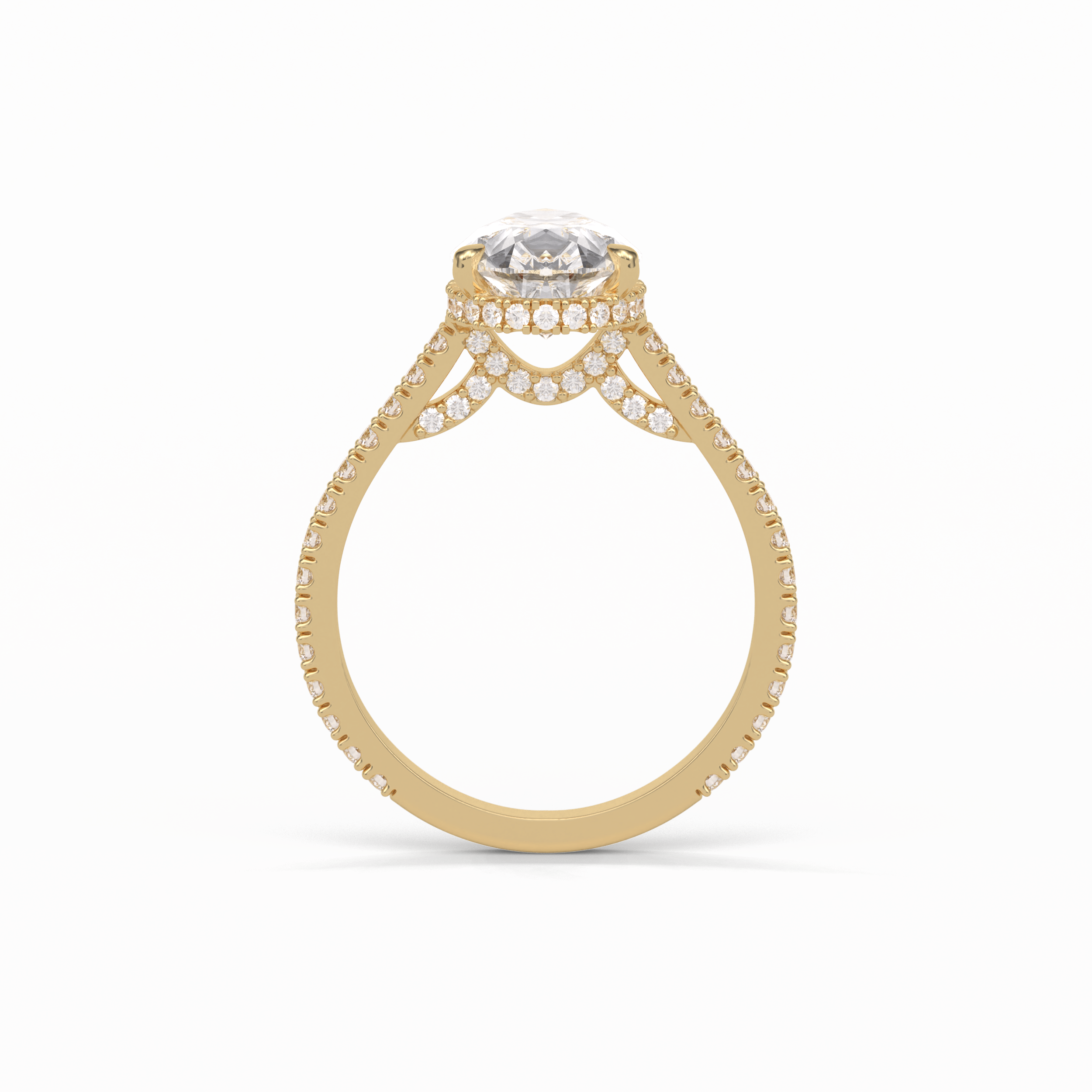 Pear Pave & Hidden Halo Lab Grown Diamond Engagement Ring